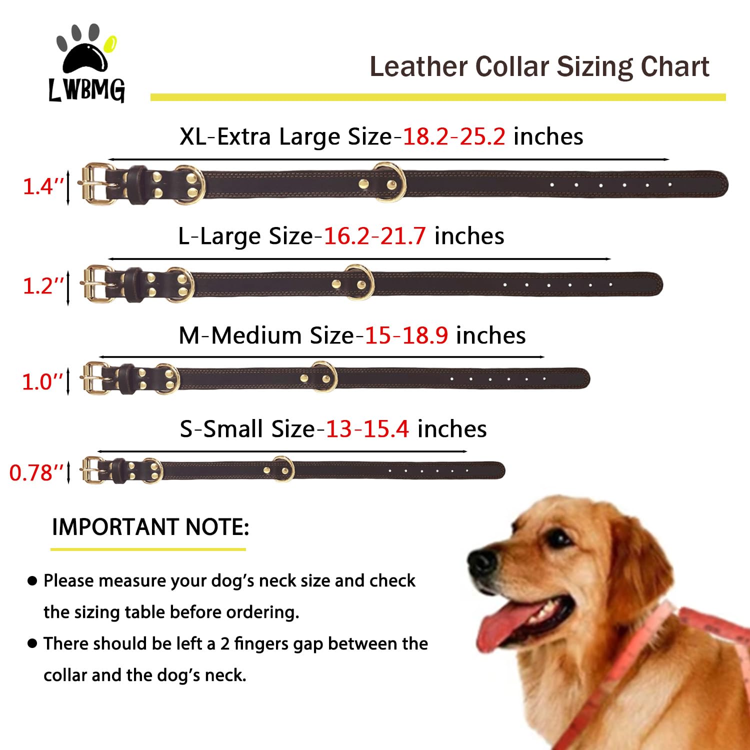 Lwbmg Leather Dog Collar,Heavy Duty Dog Collar,Soft And Strong Leather Adjustable Dog Collar For Large Dogs Brown Extra Large