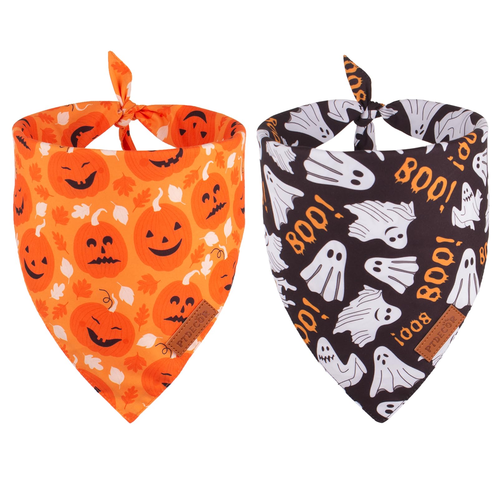 Ptdecor Halloween Dog Bandana, Reversible Holiday Pet Scarf, Multi Size, Triangle Puppy Halloween Bandanas For Medium Large Dogs