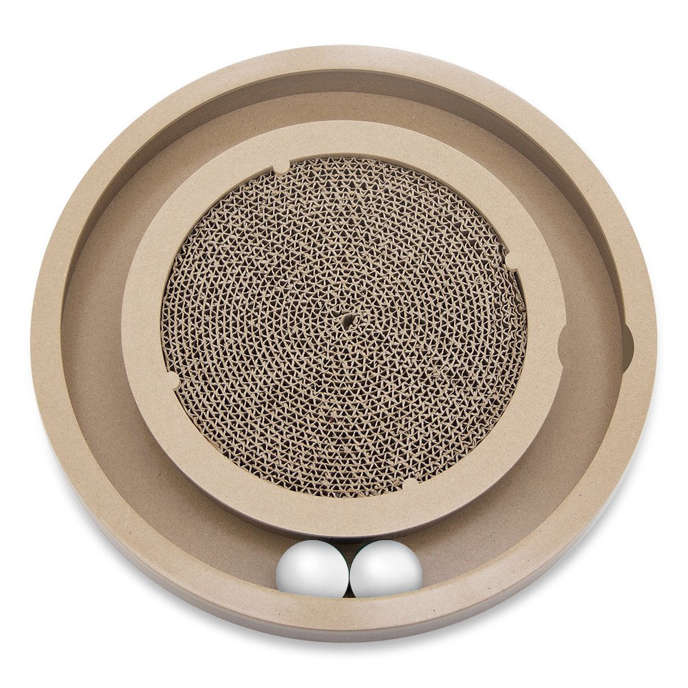 Best Pet Supplies Scratch And Spin Cat Scratcher Pad With Interactive Spinning Balls For Active Play, Natural Recycled Corrugated Cardboard, Supports Pet Behaviors, Relieves Stress