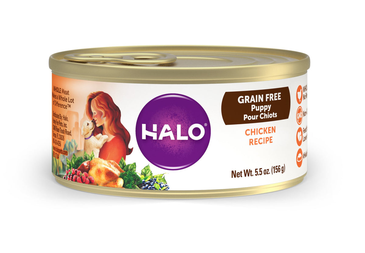 Halo Wet Puppy Food, Grain Free, Chicken 5.5Oz Can (Pack Of 12)