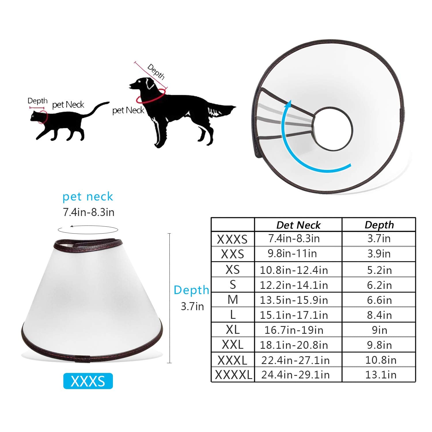 Adjustable Dog Elizabeth Collar Latest Upgrade Felicey Pet Protective Collar with Soft Edge Dog Neck Cone Recovery Cone Collar f