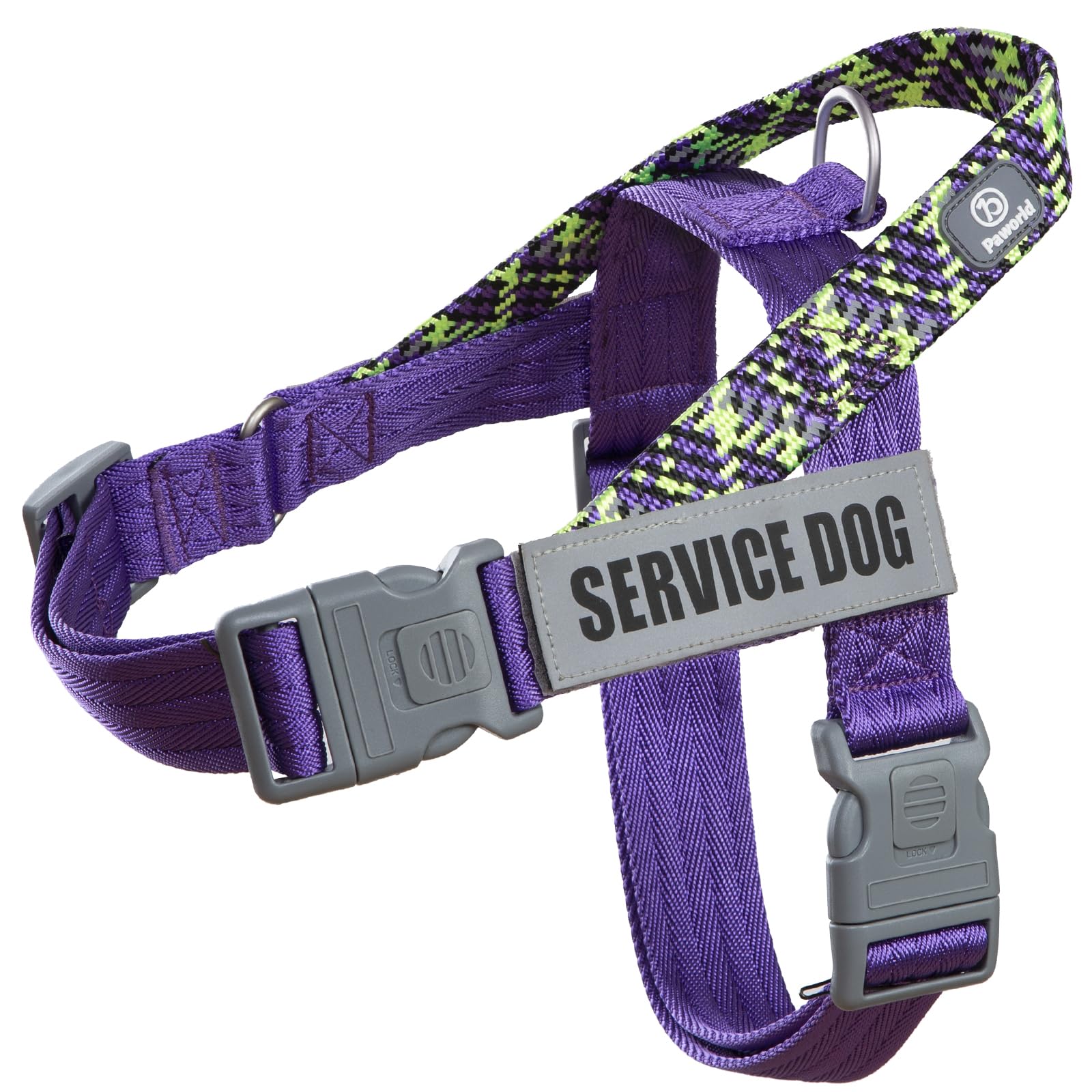 Paworld Service Dog Vest, No-Pull Service Dog Harness with 4 PCS Reflective Patches, Dog Vest Harness with Handle, Pet Harness f