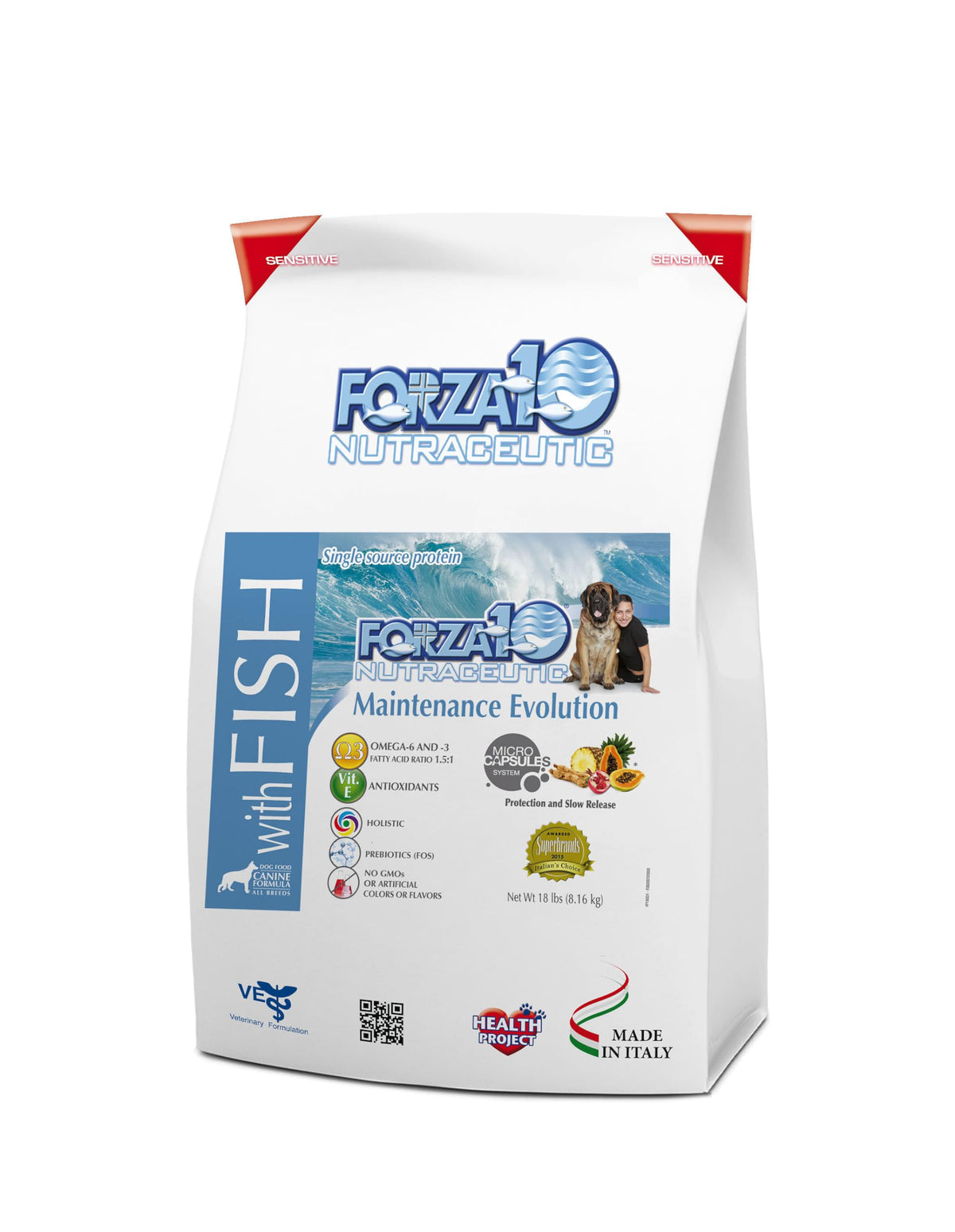 Forza10 Dry Dog Food Maintenance Evolution, Single Source Protein For Easy Digestion, Adult Dog Food For All Breeds, 18 Pound Bag (Fish)