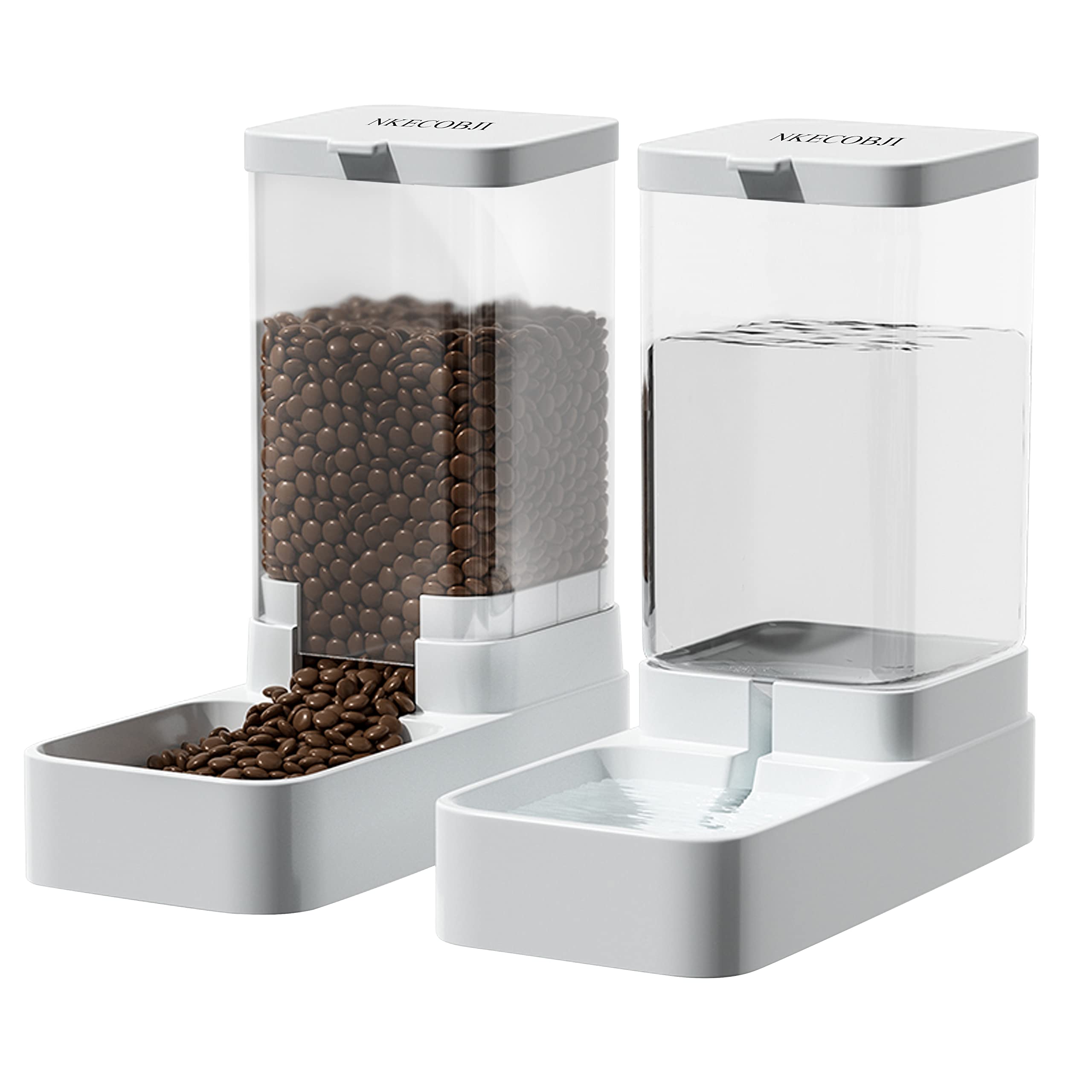 NKECOBJI Gravity Pet Feeder and Water Dispenser Set, Automatic Dog Feeder and Dog Water Dispenser for Dogs Cats Pets Animals Lar