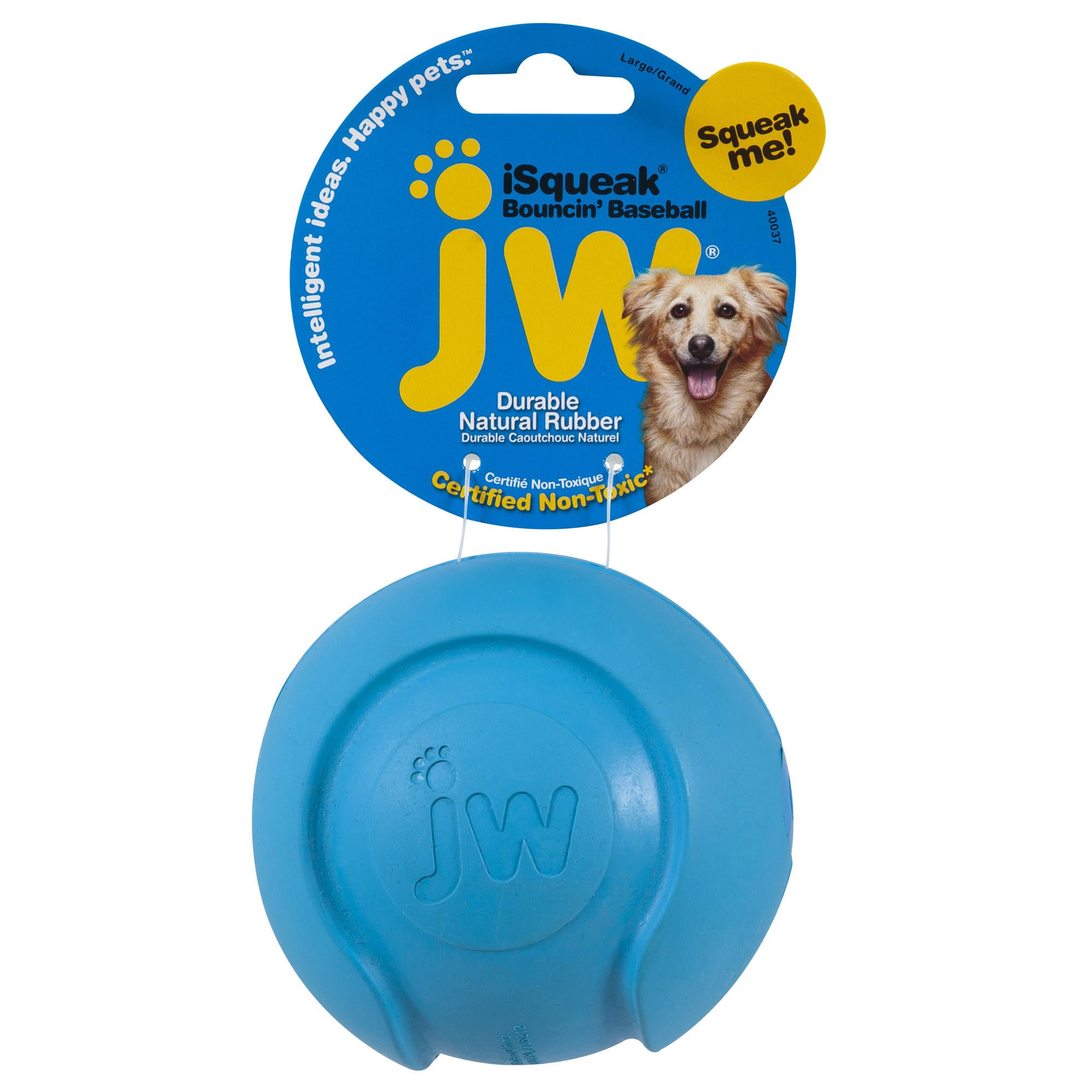 JW Pet Company iSqueak Bouncin Baseball Dog Toy, Large (Colors Vary), multi (40037)