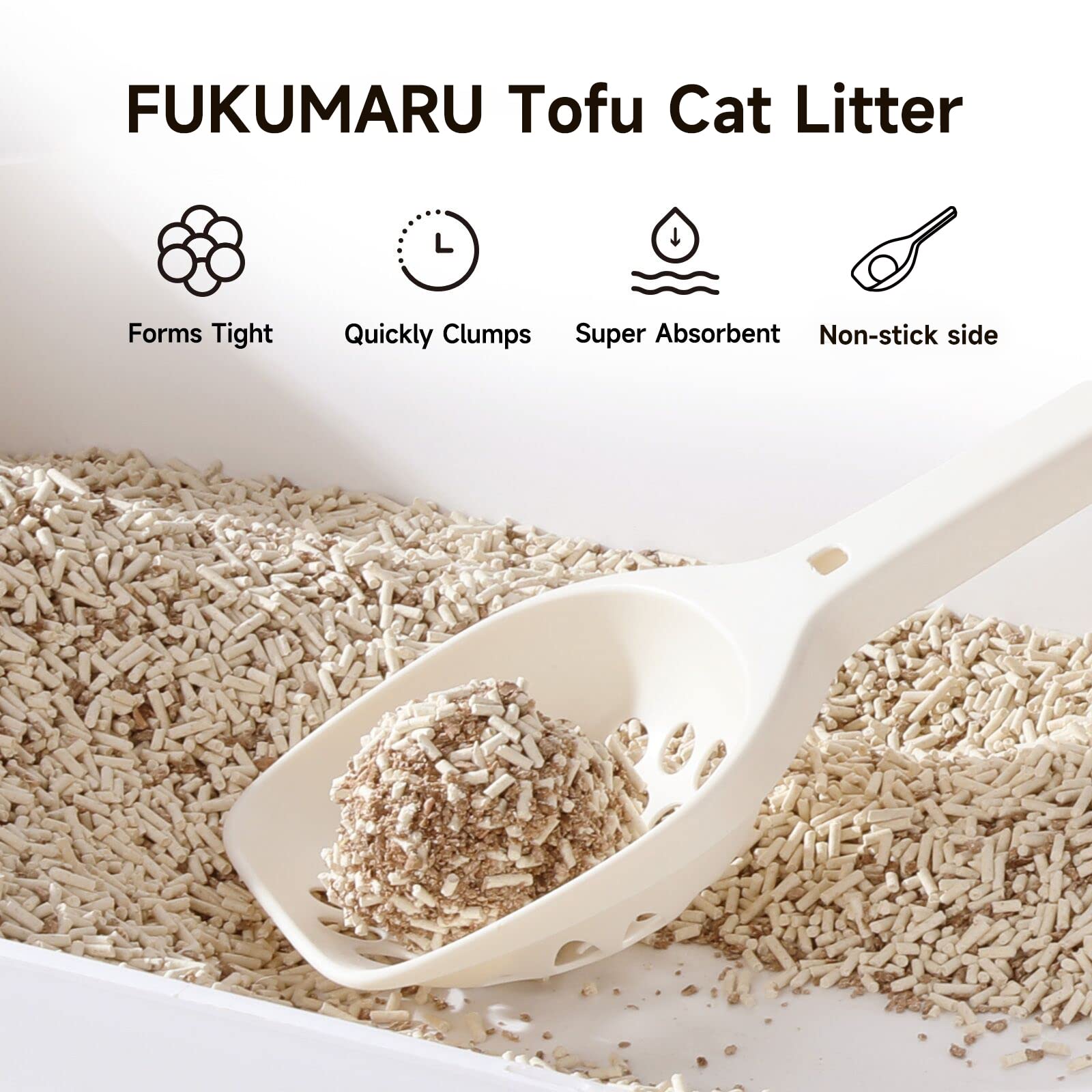Fukumaru Tofu Cat Litter, 18 Lbs Clumping Cat Litter Flushable, Dust Free, Natural, Unscented, Lightweight, Low Tracking, Mixed