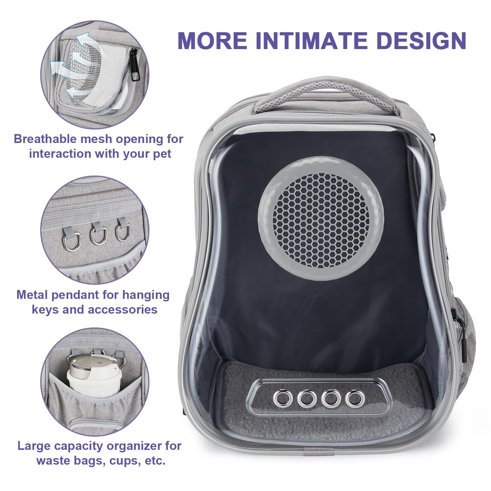 Ownpets Cat Backpack Carrier, Breathable Bubble Pet Backpack For Cats And Small Dogs Up To 15Lbs, Transparent & Foldable Pet Car