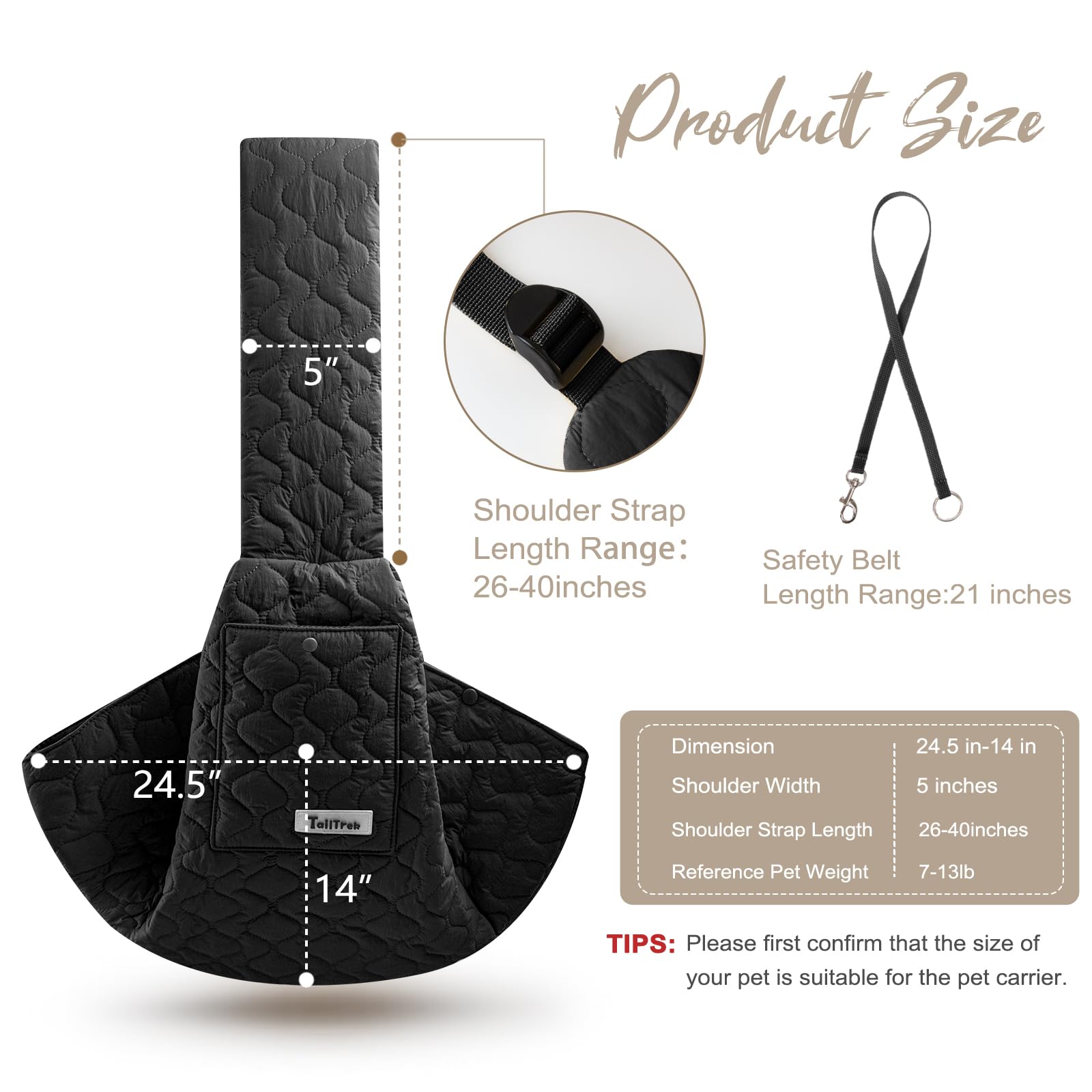 Jourcraf Dog Sling For Small Dogs, Front Dog Sling Carrier, Padded Adjustable Pet Soft Carrier With Adjustable Shoulder Strap, T