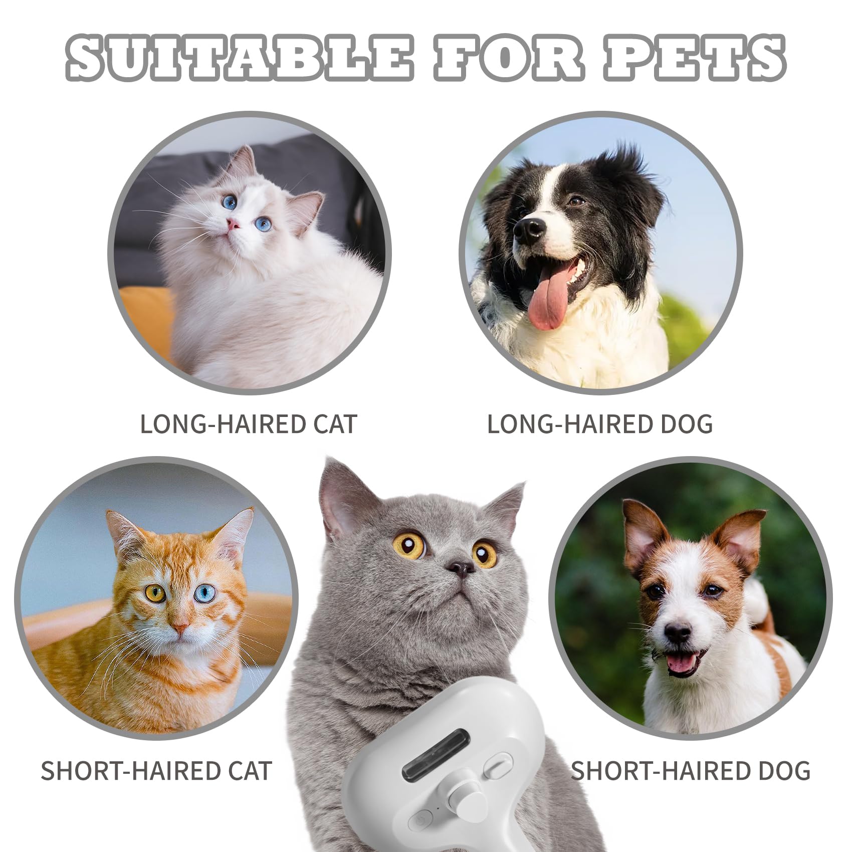 Spray Cat Brush For Shedding - Pet Hair Removal Comb With Water Tank And Release Button, Cat/Dog Steam Brush, Cat Bath Brush, Pe