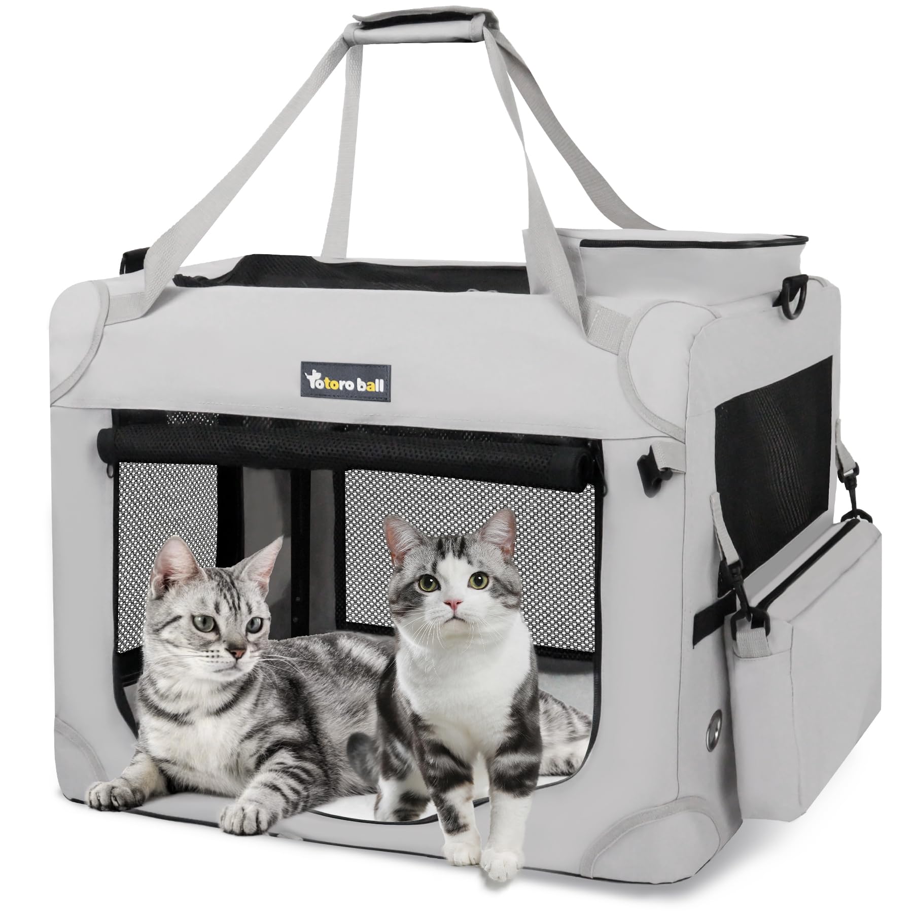 Totoro Ball Extra Large Cat Carrier For 2 Cats Indoor And Outdoor Uses Car Travel Portable Bag With Water Bottle Slot Ideal For 