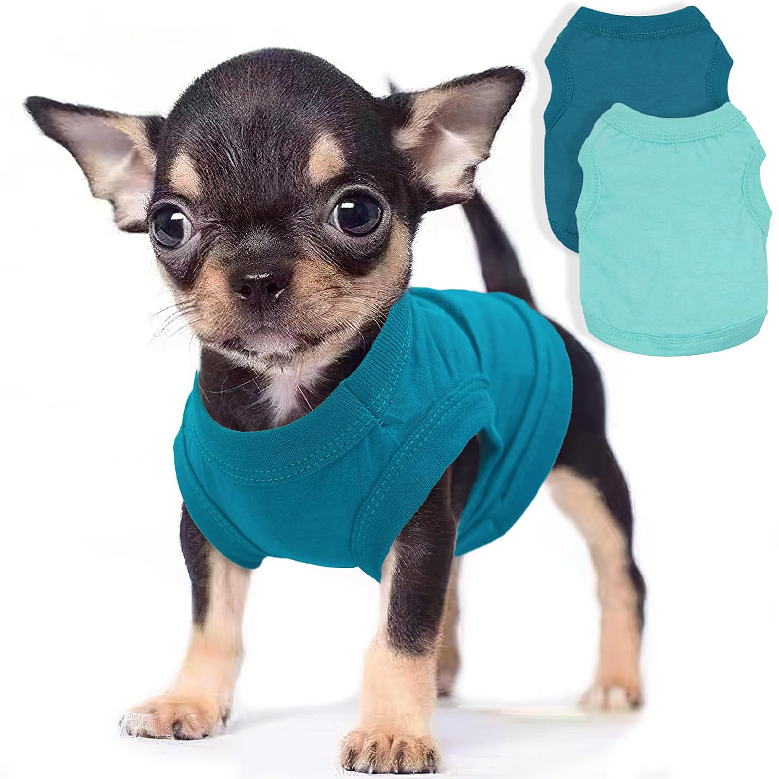 2 Pieces Chihuahua Clothes Dog Clothes For Small Dogs Girl Boy Spring Summer Puppy Soft Dog Shirt Solid Color Pet Clothing Cute 