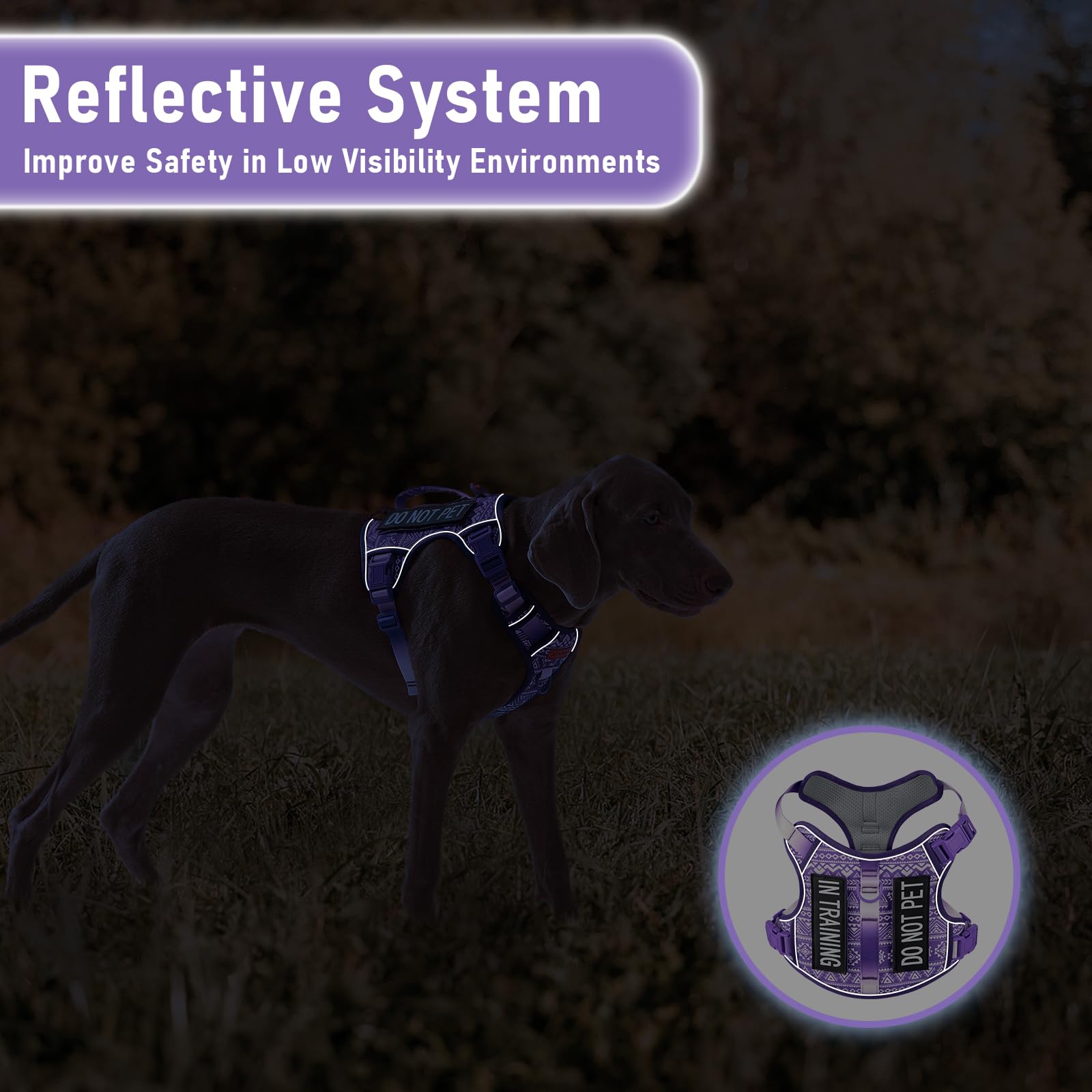 Tactical Dog Harness X-Large No Pull Easy Walker, Escape Proof Harness Vest With Handle, Reflective Vest With 2 Leash Clips And