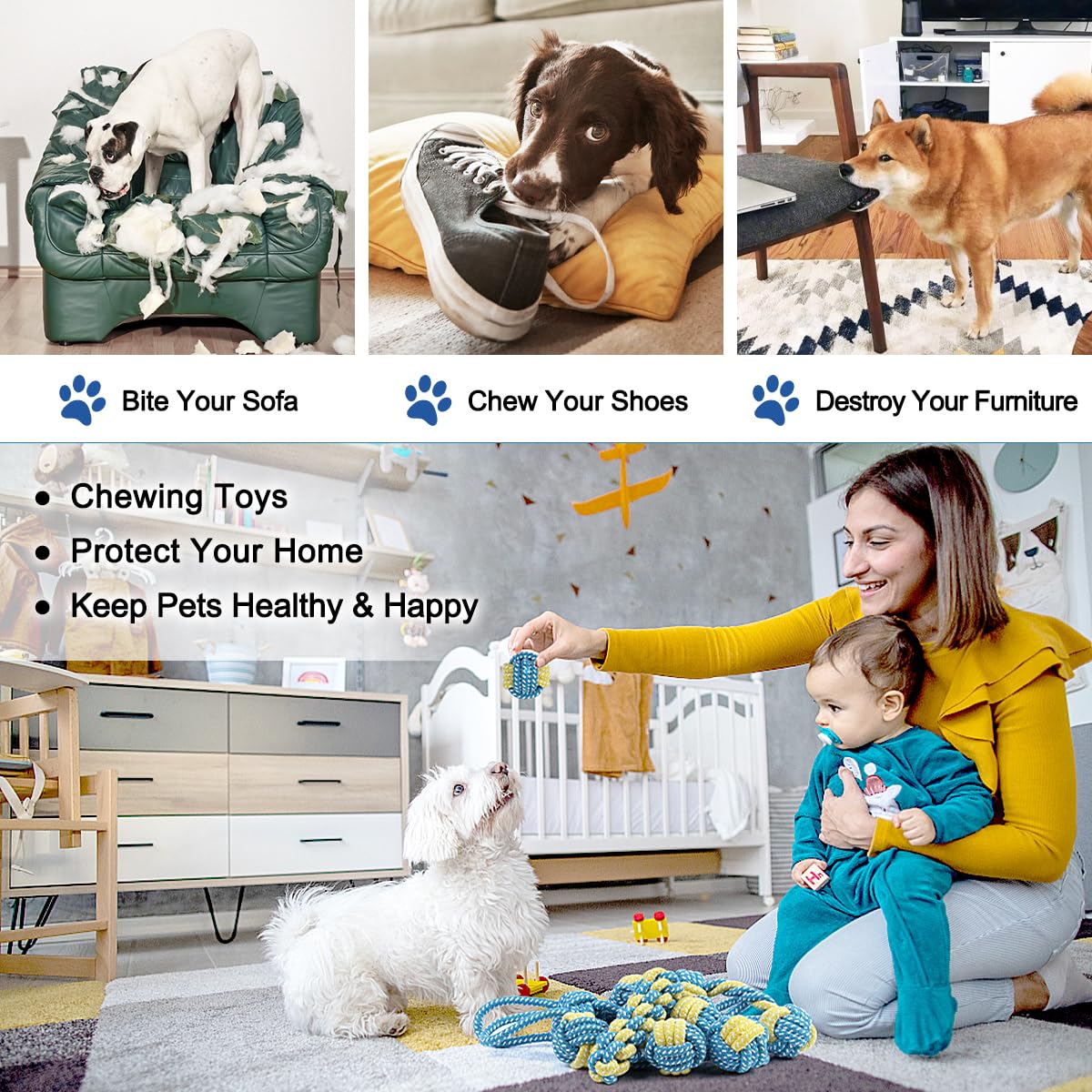 Etaccu Dog Rope Toys For Puppy And Small Dogs, 8 Pack Dog Toys For Aggressive Chewers, Puppy Rope Toy For Boredom, Indestructibl