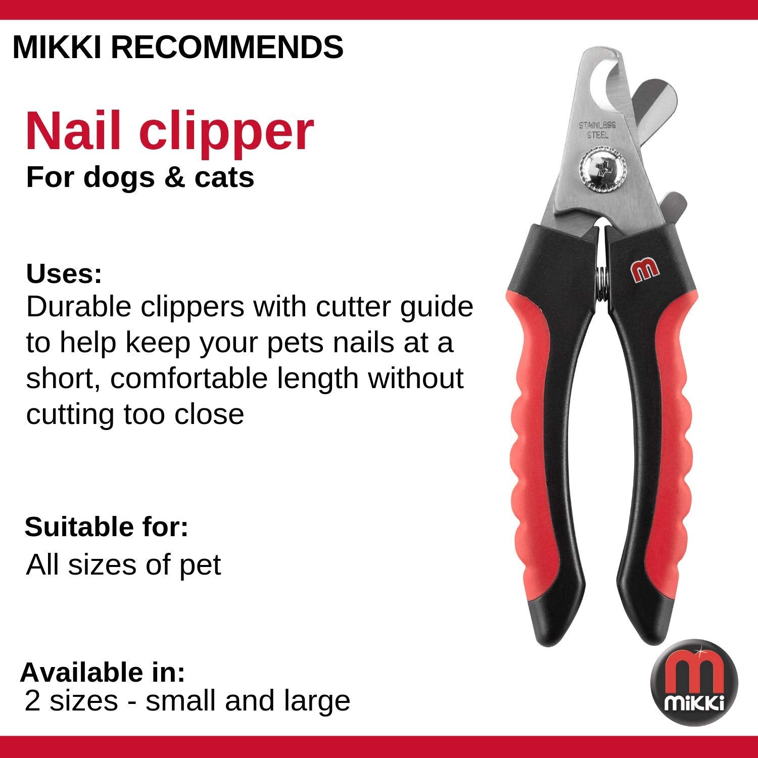 Mikki Dog, Cat Claw And Nail Clipper, Trim, Scissor For Grooming - For Small Pet Breeds - Small