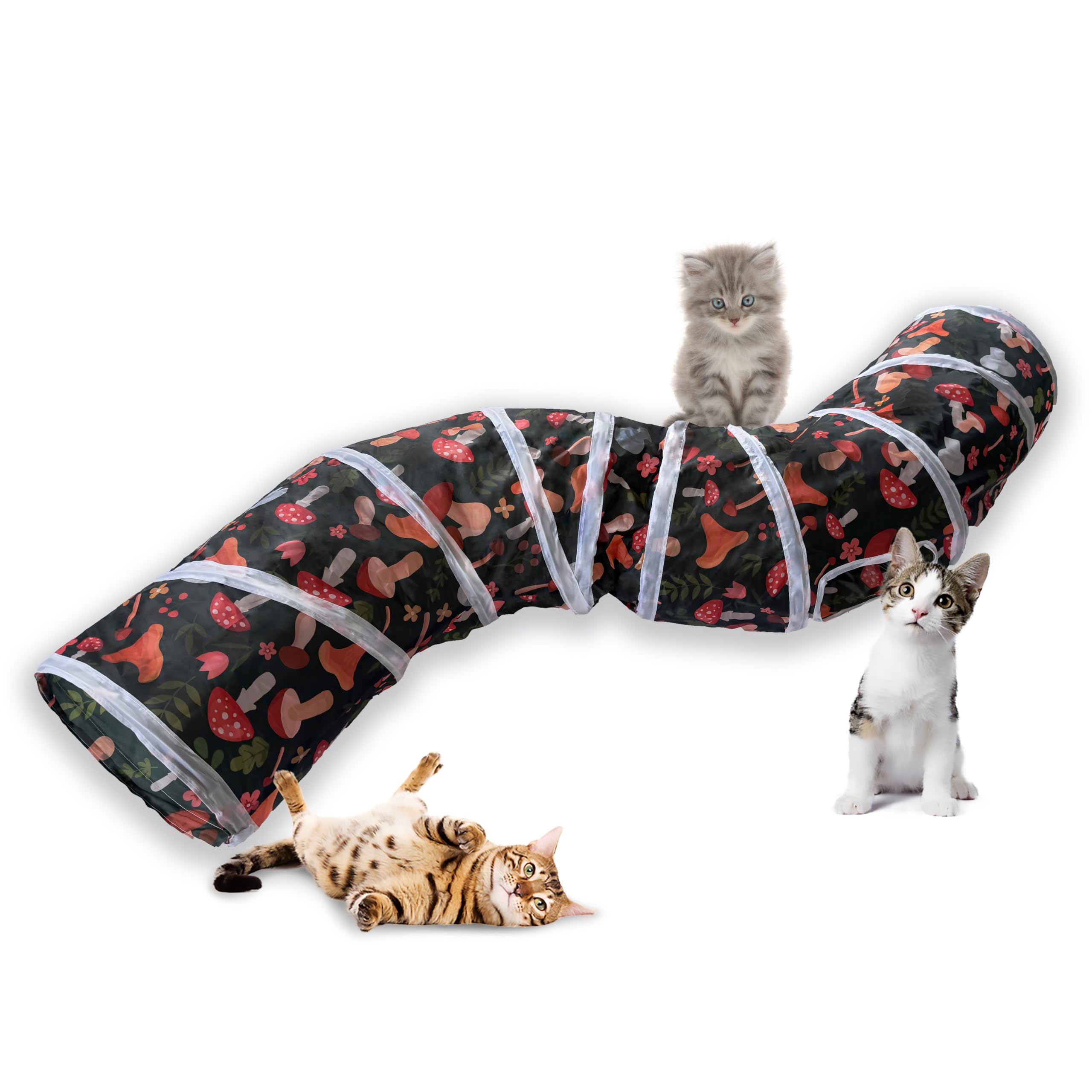 Sheldamy Cat Tunnel, S-2-Way Cat Tunnels for Indoor Cats, Collapsible Cat Play Tunnel, Interactive Toy Maze Cat House for Cats, 