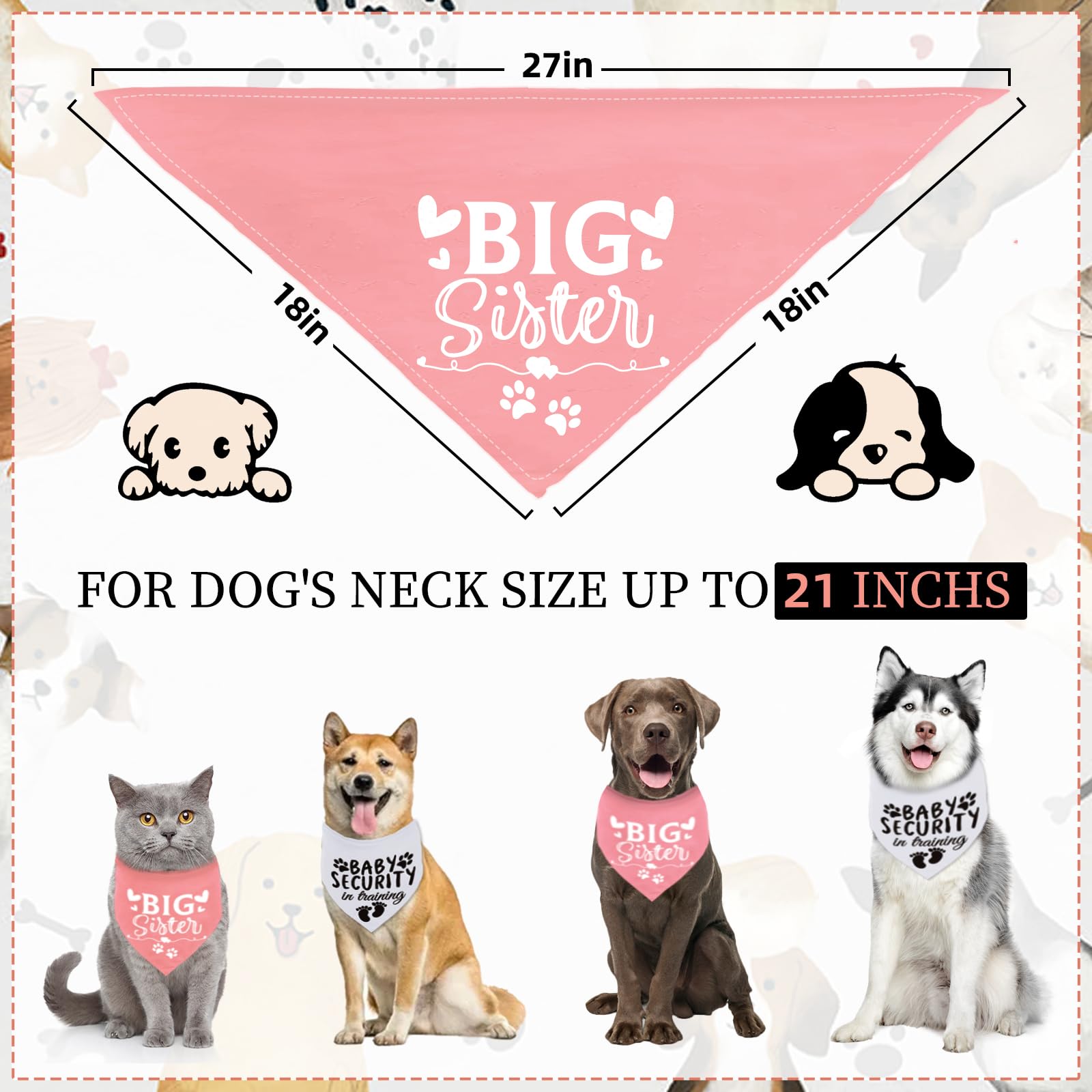 Dog Bandana Pregnancy Announcement Big Sister Doggy Bandana Baby Security In Training Printed Dog Bandanas Baby Announcement Pup