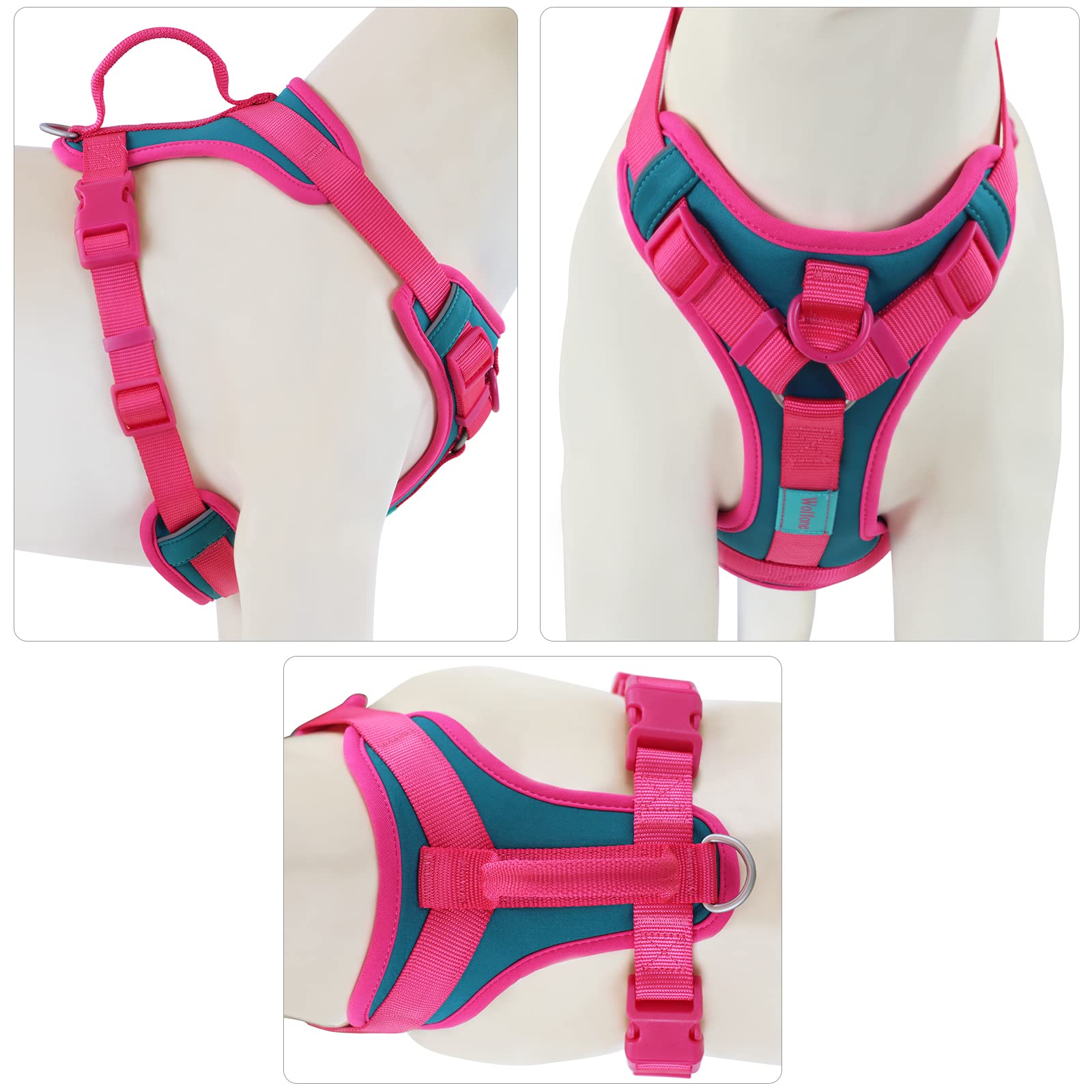 Wolfone No Pull Dog Harness Adjustable Soft Padded Pet Vest With Control Handle Adorable Daily Harness For Dogs(Viridian Green L