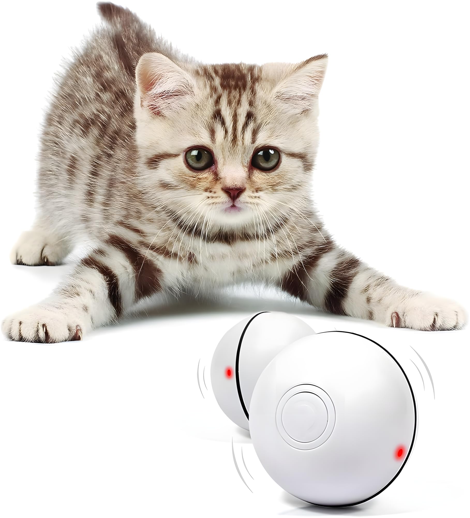 24X7 Emall Smart Interactive Cat Ball Toy SelfRotating Automatic Pet Ball For Cats And Dogs Exercise And Fun 2.5 In Diameter Wi