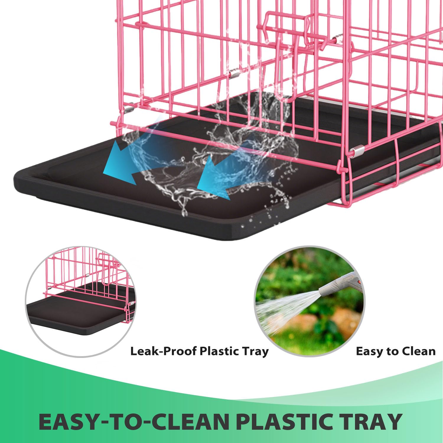 BestPet | Dog Crate | 18 | Pink | Foldable Metal Kennel with Single Doors, Secure Slide-Bolt Latches, Leakproof Tray | Portable