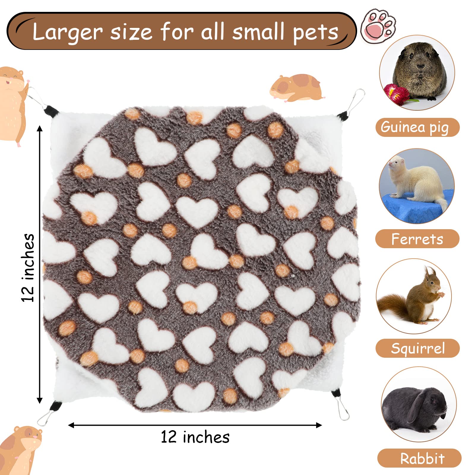 Boao 2 Pcs Guinea Pig Rat Hammock Hamster Hanging Hammock/ Accessories For Small Animals Chinchilla Parrot Sugar Glider Ferret (