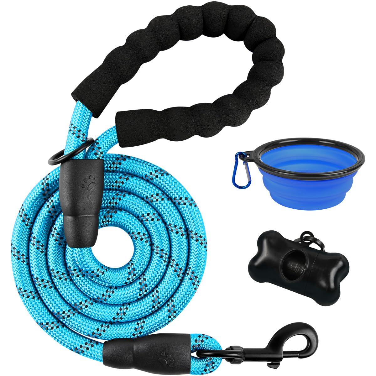 Barkbay Dog Leash For Large Dogs Rope Leash Heavy Duty Dog Leash With Comfortable Padded Handle And Highly Reflective Threads 5 Ft For Small Medium Large Dogs(Blue)