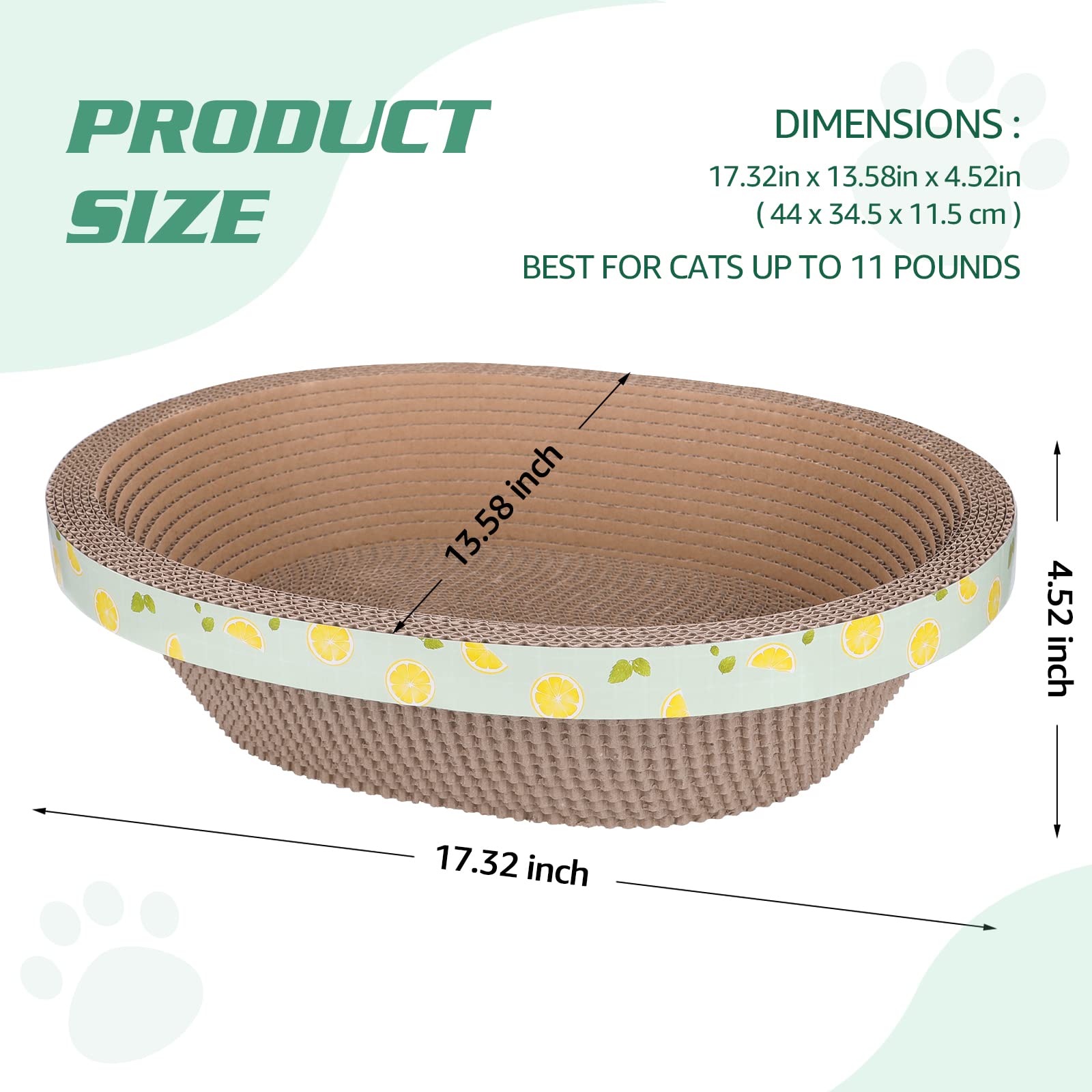 Oval Cardboard Cat Scratcher Bed Scratch Pad Nest Corrugated Scratching Board House, Training Toy For Furniture Protection (17.3')