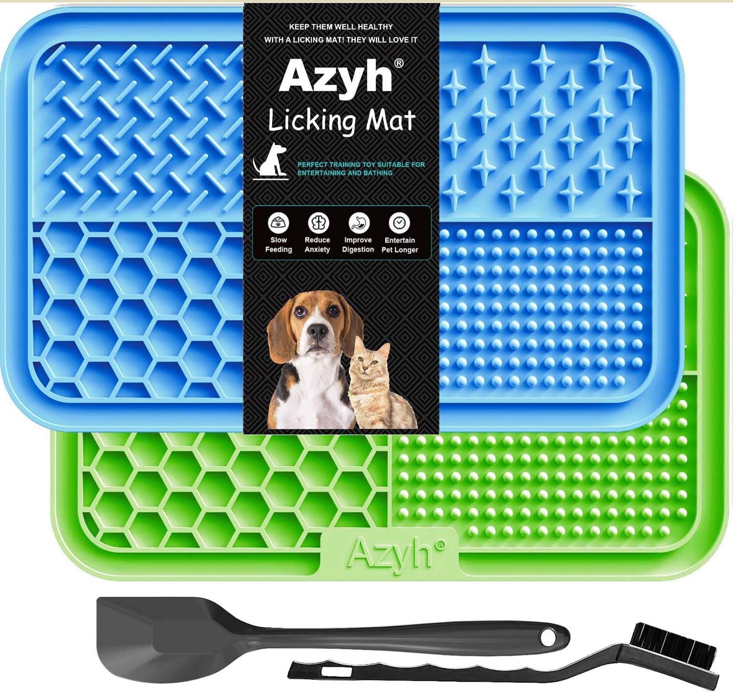 Azyh Licking Mat For Dogs & Cats 2 Pack, Slow Feeder Lick Pat For Large Dogs And Puppies, Anxiety Relief Dog Toys Feeding Mat Fo