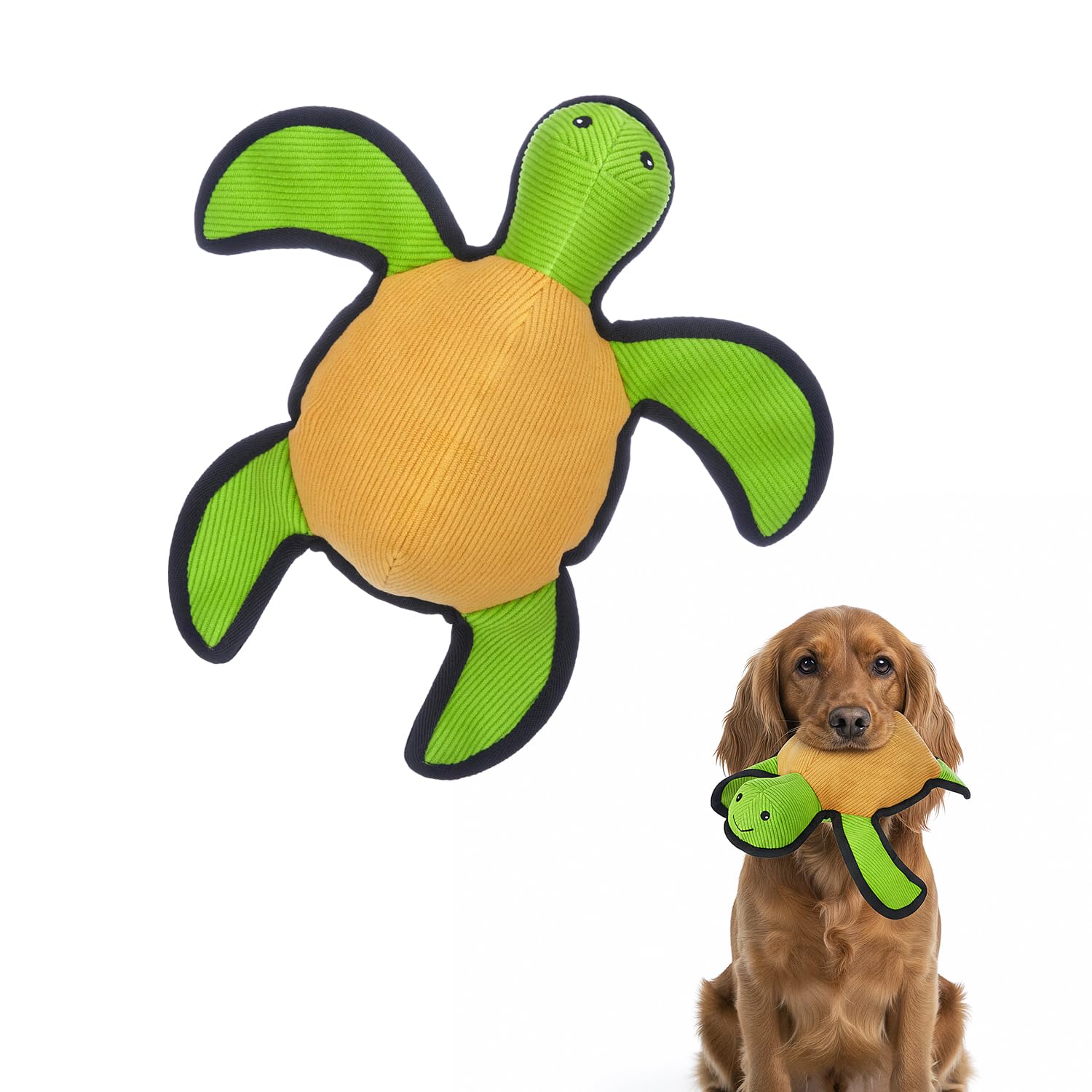 amazon basics Premium Pet Plush Toy Turtle with Crinkle | Dogs & Cats | Soft Durable Fabric | Soft Toy for Pets | Puppy (Green)