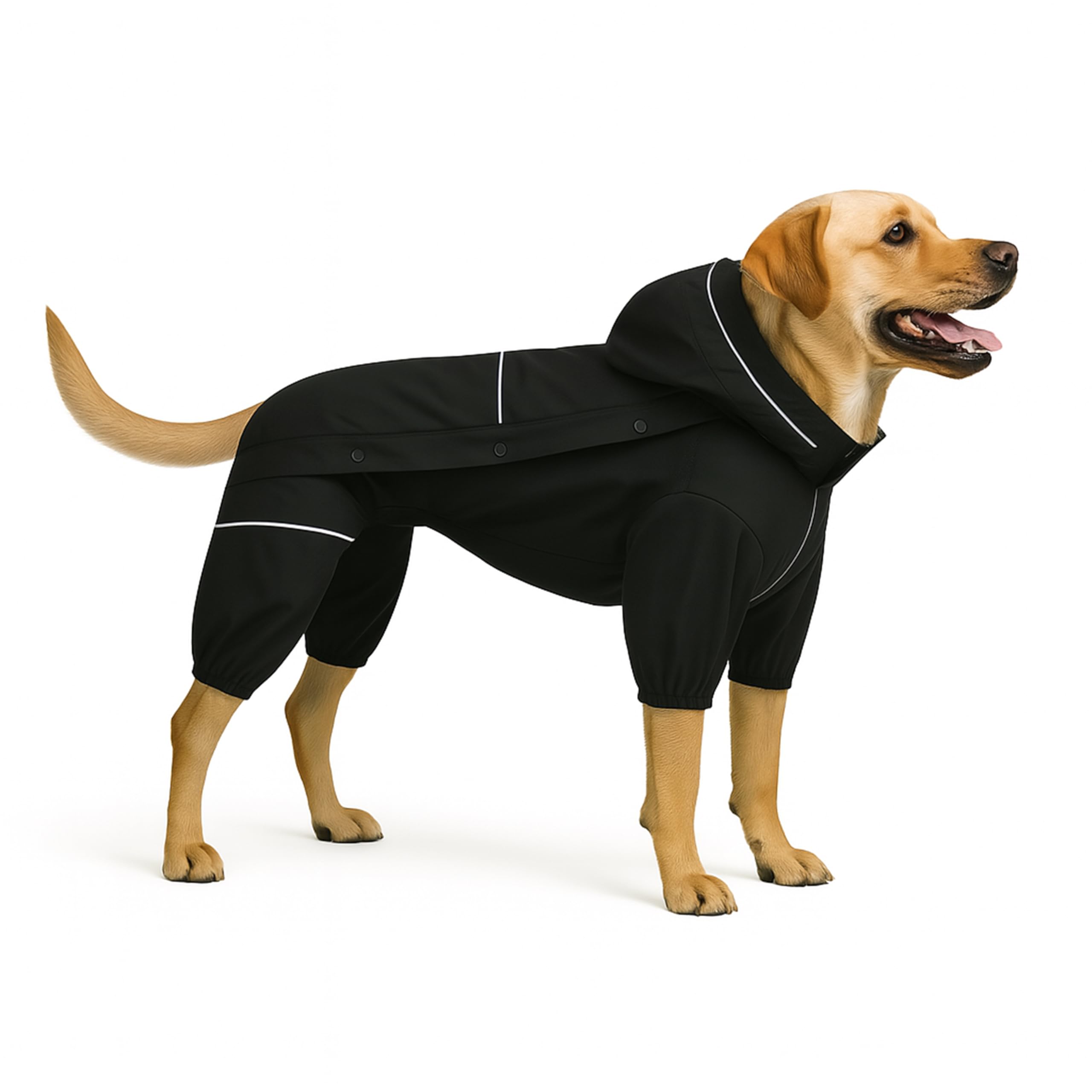 LOVELONGLONG Fleece-Lined Dog Raincoat with Removable Hood - Waterproof Winter Full Body Dog Jacket - Windproof Snowproof Cold-W