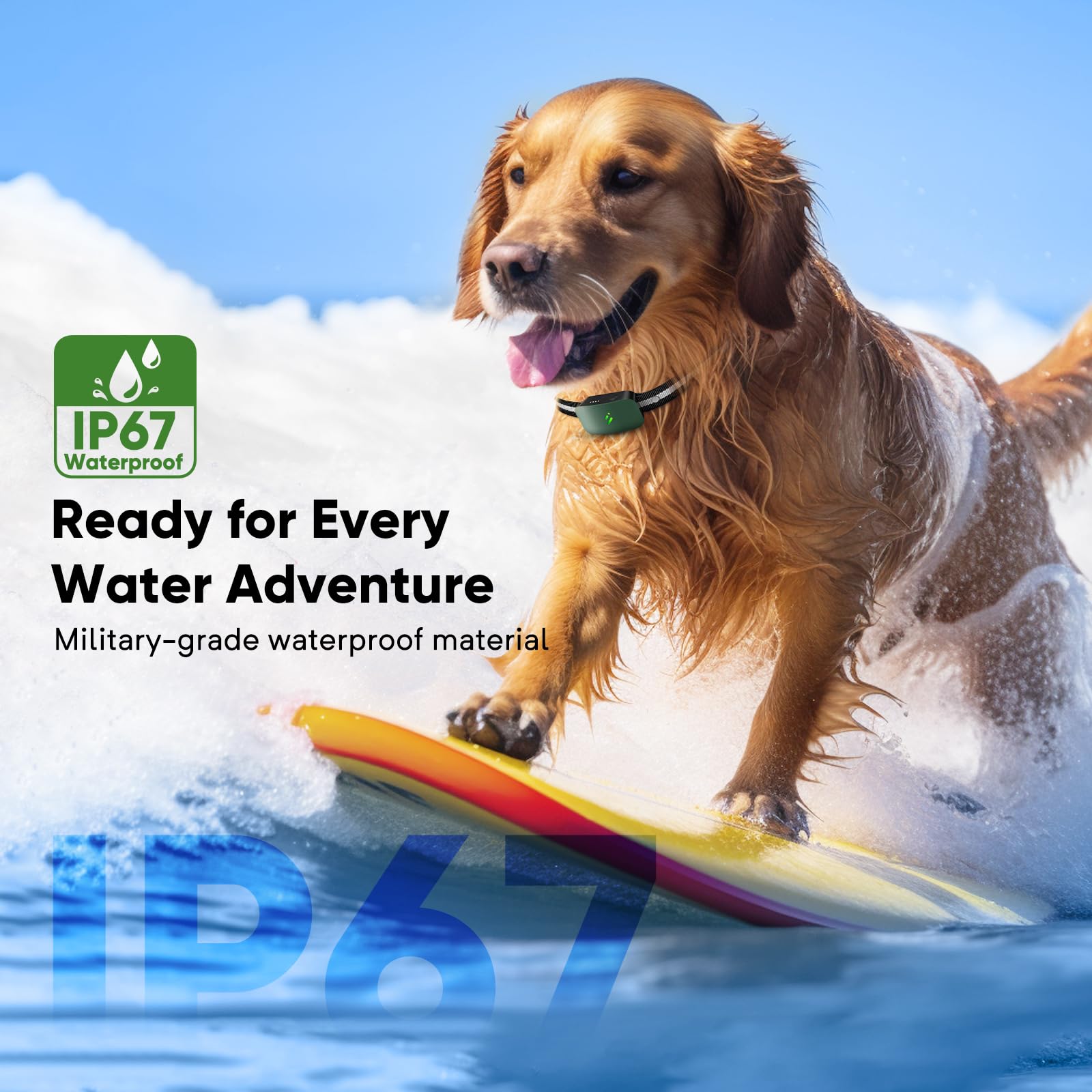 PFIXV Dog Training Collar G5 - 2680FT Remote Control, Waterproof, Beep & Vibration Modes, for Dogs 8-120lbs, Green