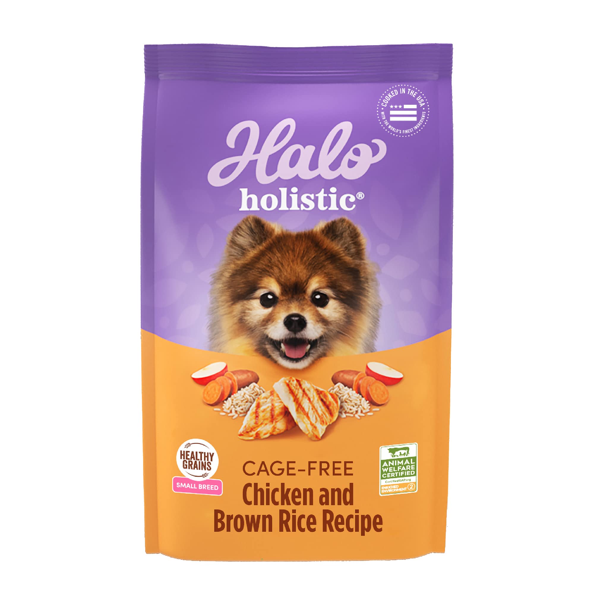 Halo Holistic Small Breed Dog Food, Cage Free Chicken & Brown Rice Recipe, Healthy Grains Dry Dog Food, Complete Digestive Healt