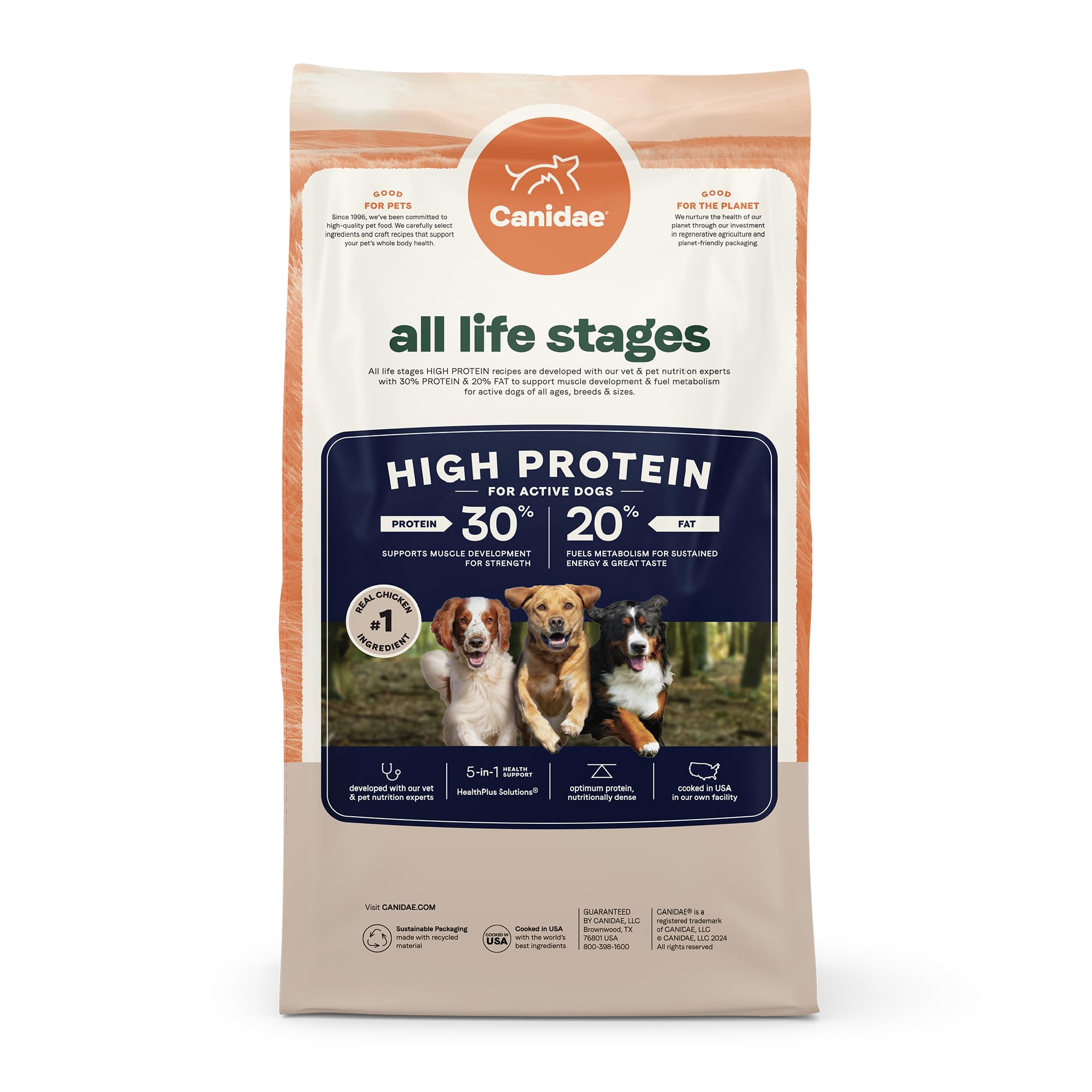 Canidae All Life Stages High Protein Multi-Protein Recipe with Chicken, Turkey, Lamb, and Fish - Premium Dry Dog Food for All Ag