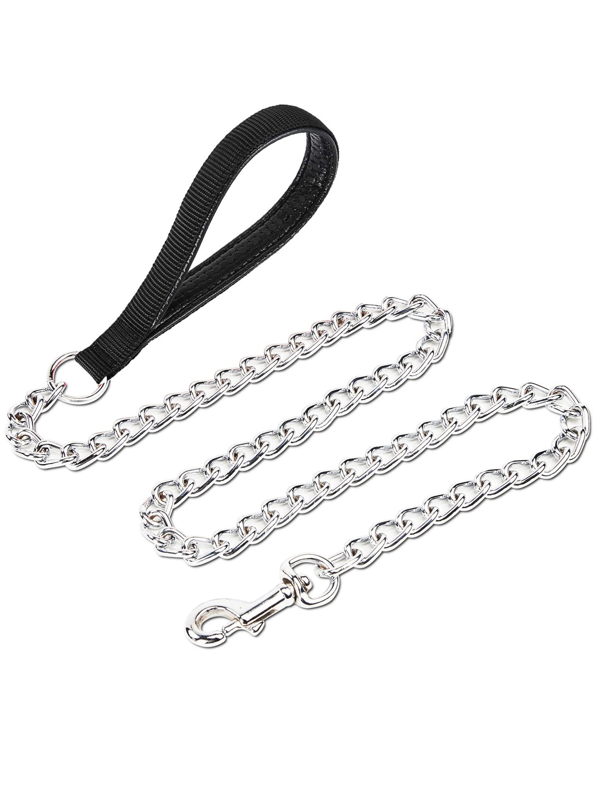 Pettom Dog Chain Leash Metal Dog Lead Training Steel Leash Heavy Duty Chew Proof Leash With Padded Handle For Medium Large Dogs (4' /2.0Mm Small Chain)