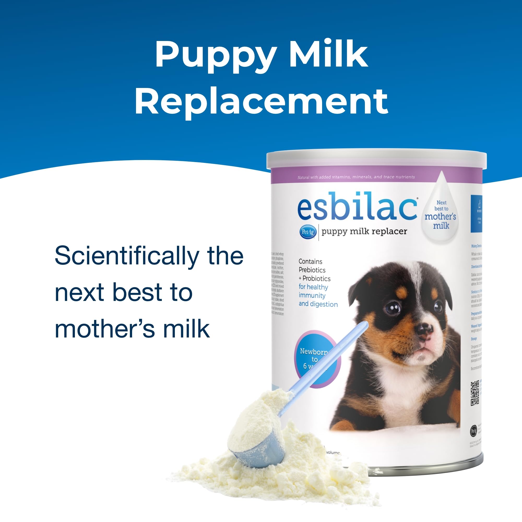 Pet-Ag Esbilac Puppy Milk Replacer Powder - 28 oz - Powdered Puppy Formula with Prebiotics, Probiotics & Vitamins for Puppies Ne