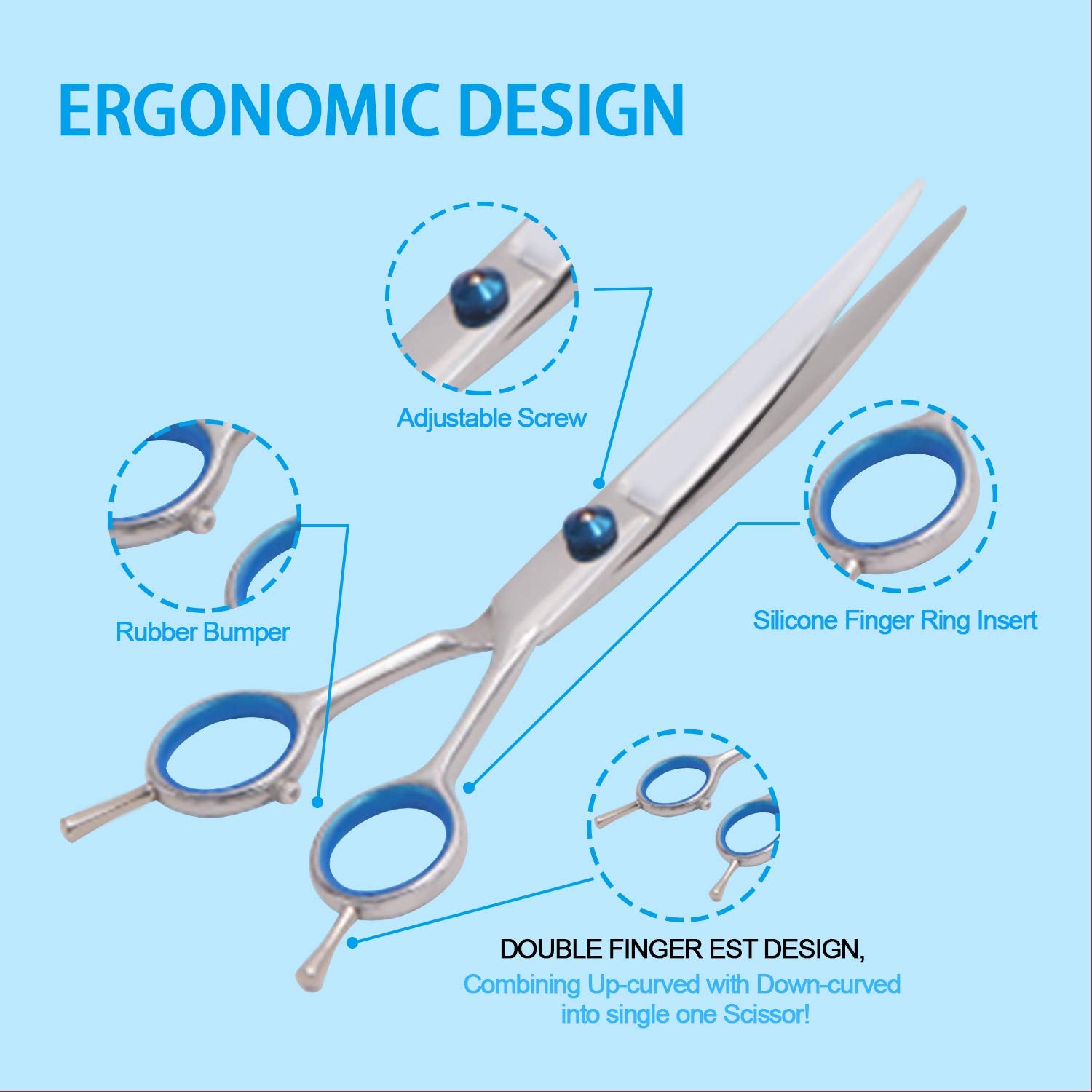 Maxshop Dog Grooming Scissors Kit, Heavy Duty Titanium Stainless Steel Professional Pet Grooming Scissors Kit With Comb, Straigh