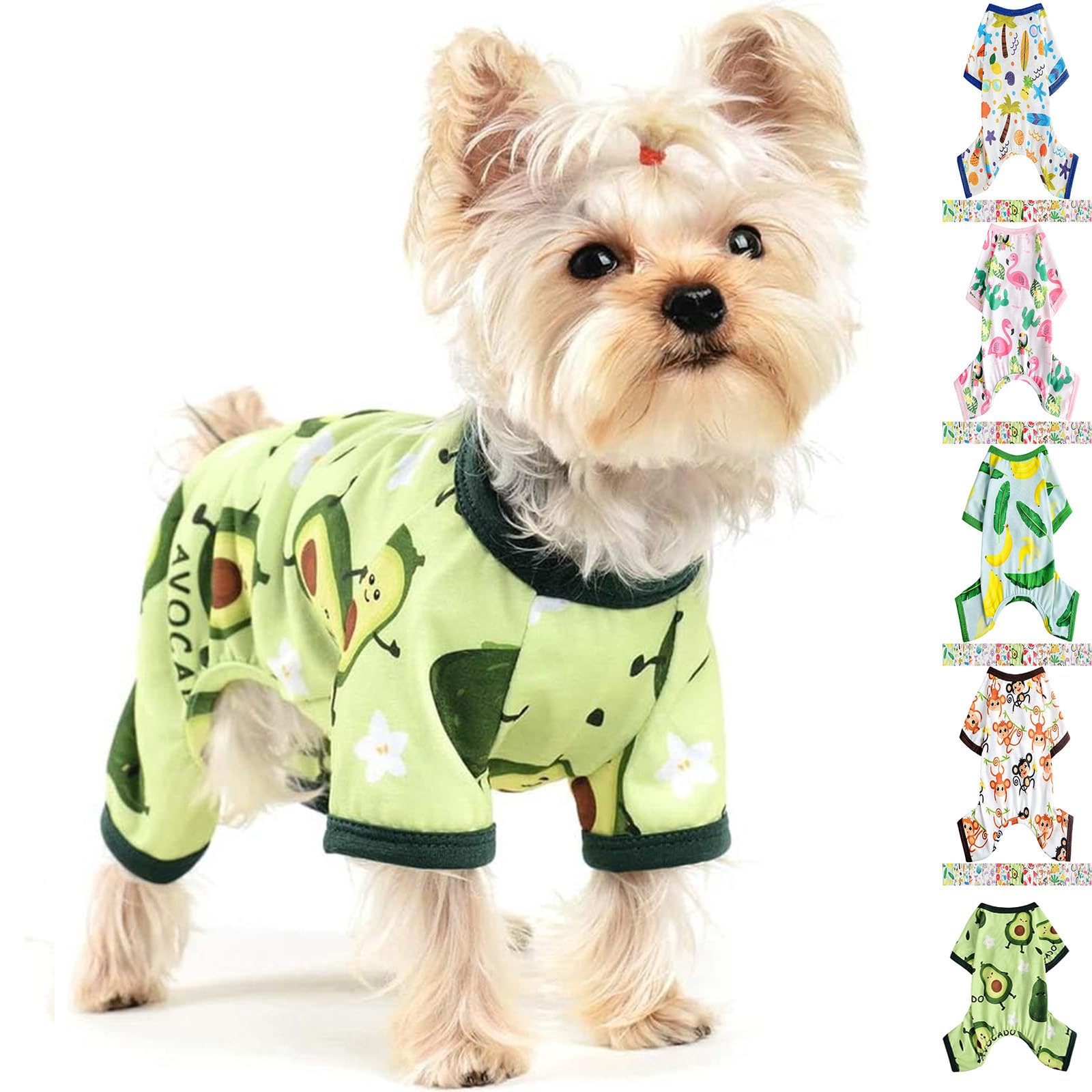 Yikeyo Dog Pajamas for Small Dogs, Soft Thin Pjs Jammies Cat Doggie, Summer Pet Cute Puppy Clothes Outfits Dogs Boy Girl(Avocado,XXL) -Like New