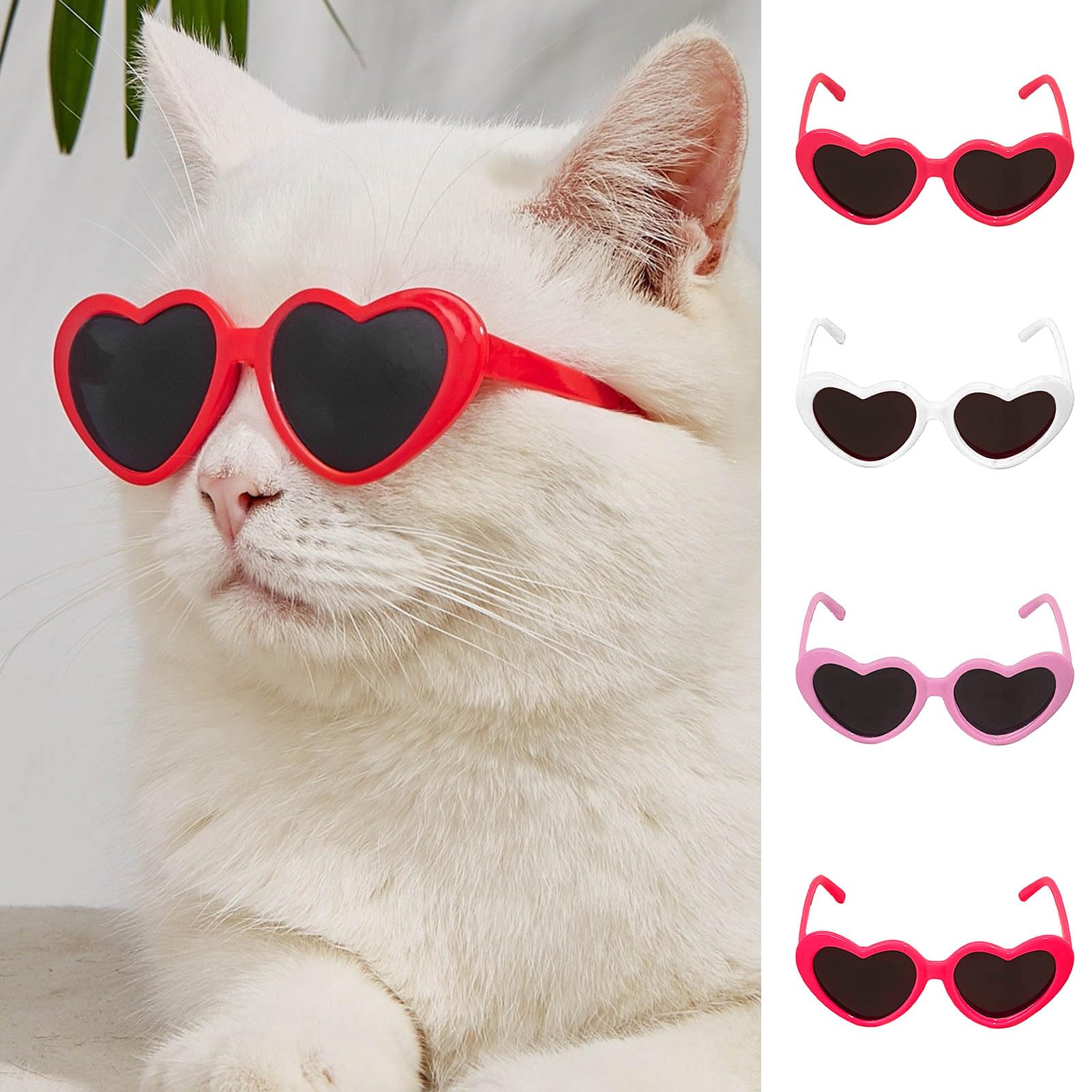 2Pcs Pink Heart-Shaped Pet Sunglasses Cute Pet Dog Sunglasses Cat Glasses Heart Sun Flower Glasses For Small Dogs Cat Accessorie