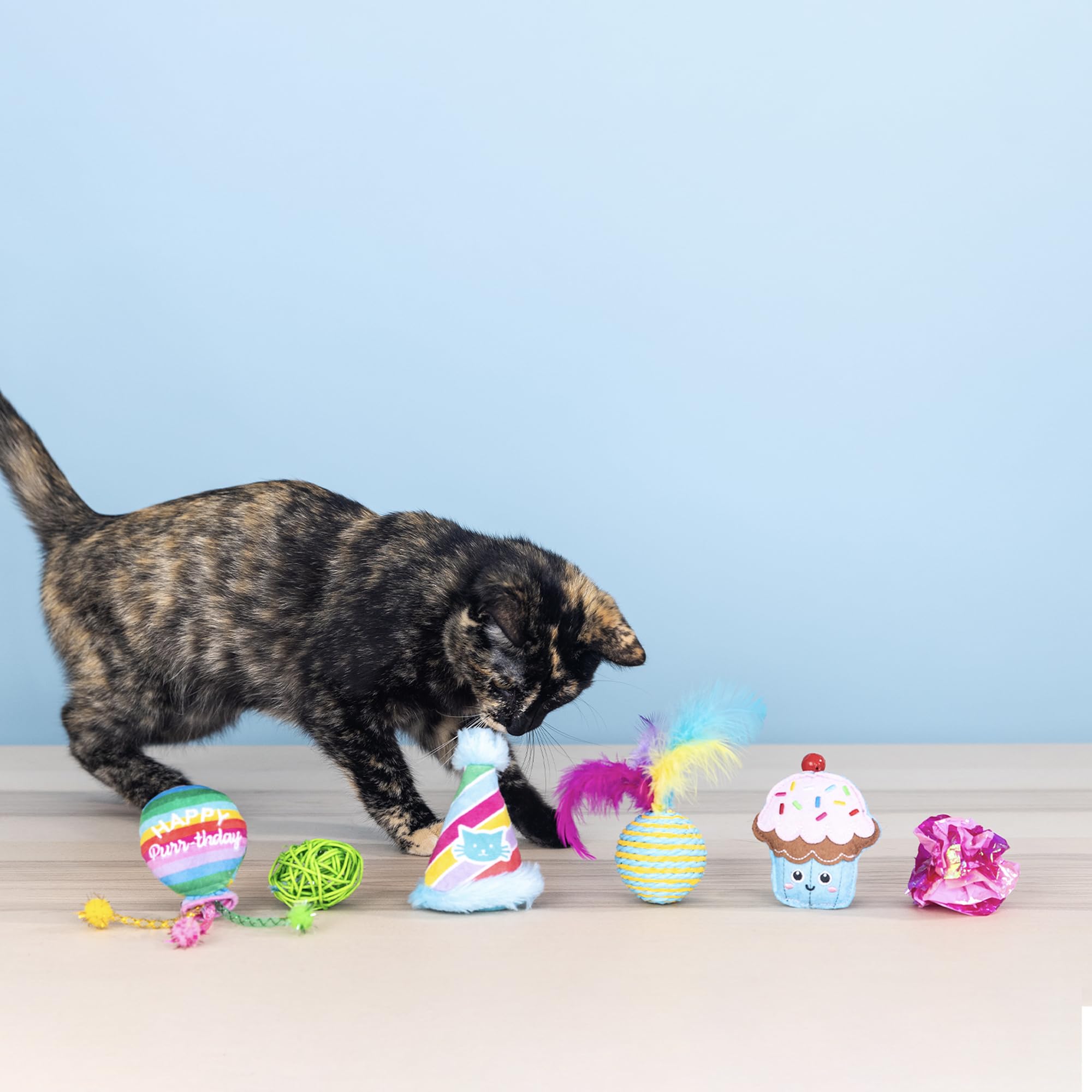 Fringe Studio Happy Purr-THDAY, Set of 6, Multipack Cat Toy Set, Pet Shop Collection (610007)
