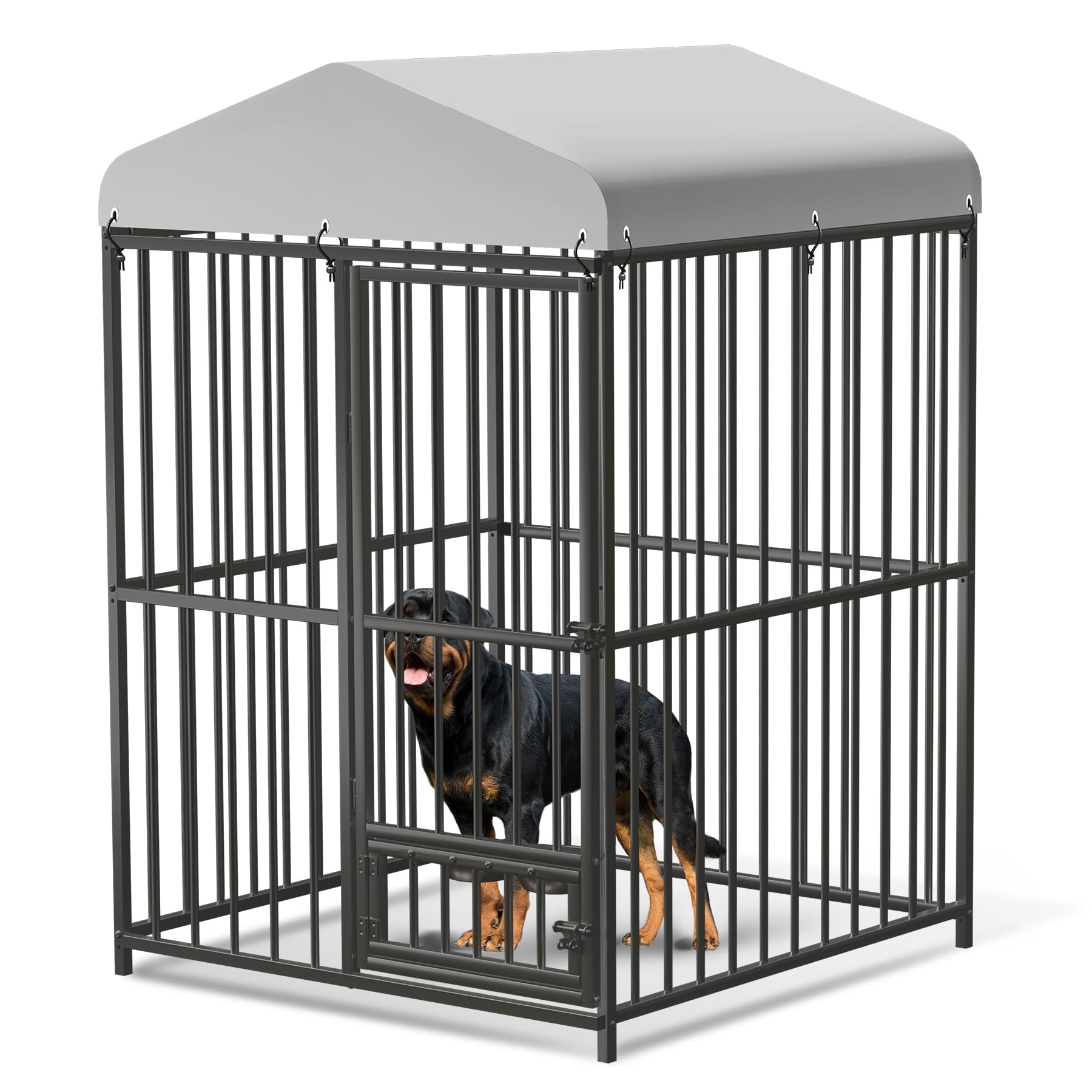 Large Dog Kennel Outside,4x4x6 FT Heavy-Duty Outdoor Cage with Roof and Lock,Covered Outside Kennel,for Medium and Large Dogs,Ea
