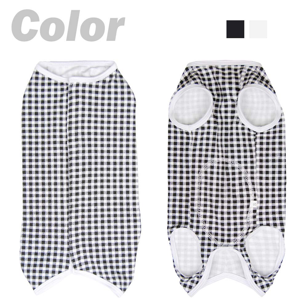 Dogs Recovery Suit Post Surgery Shirt For Puppy, Wound Protective Clothes For Little Animals(Black White Plaid-S)