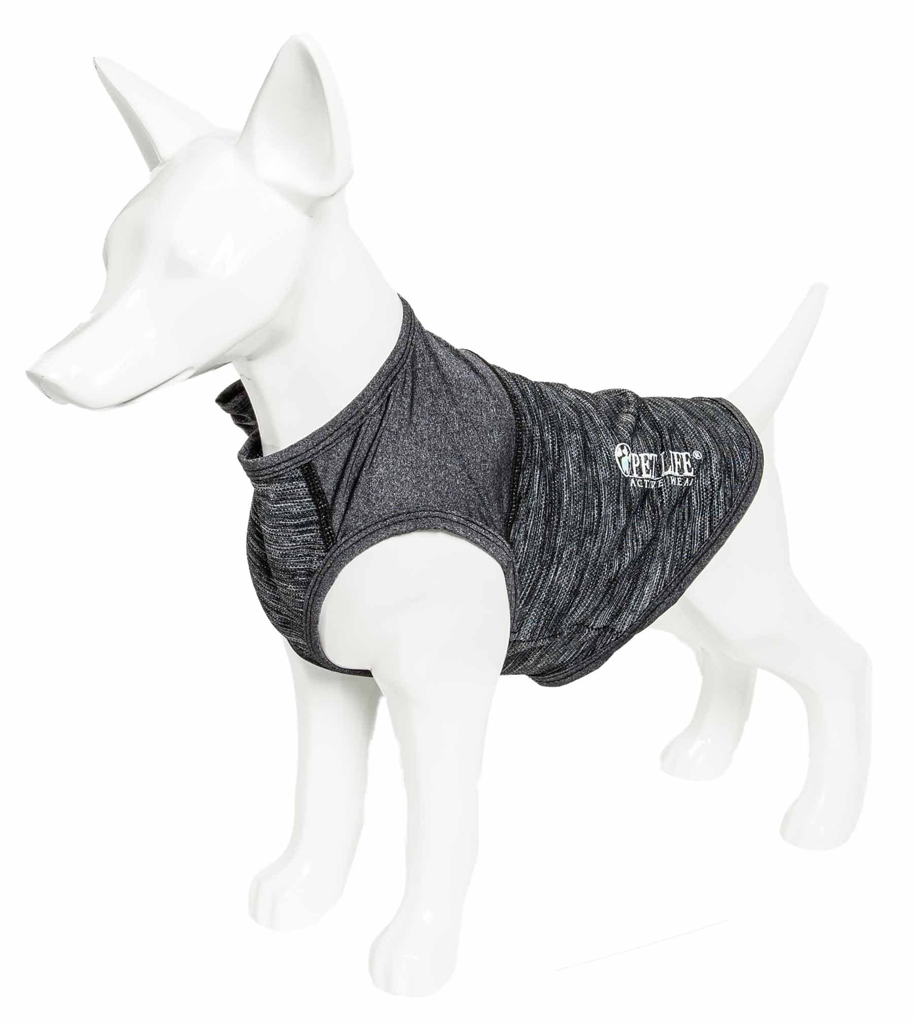Pet Life Active 'Aero-Pawlse' Heathered Quick-Dry And 4-Way Stretch-Performance Dog Tank Top T-Shirt(D0102H7Luh7.)
