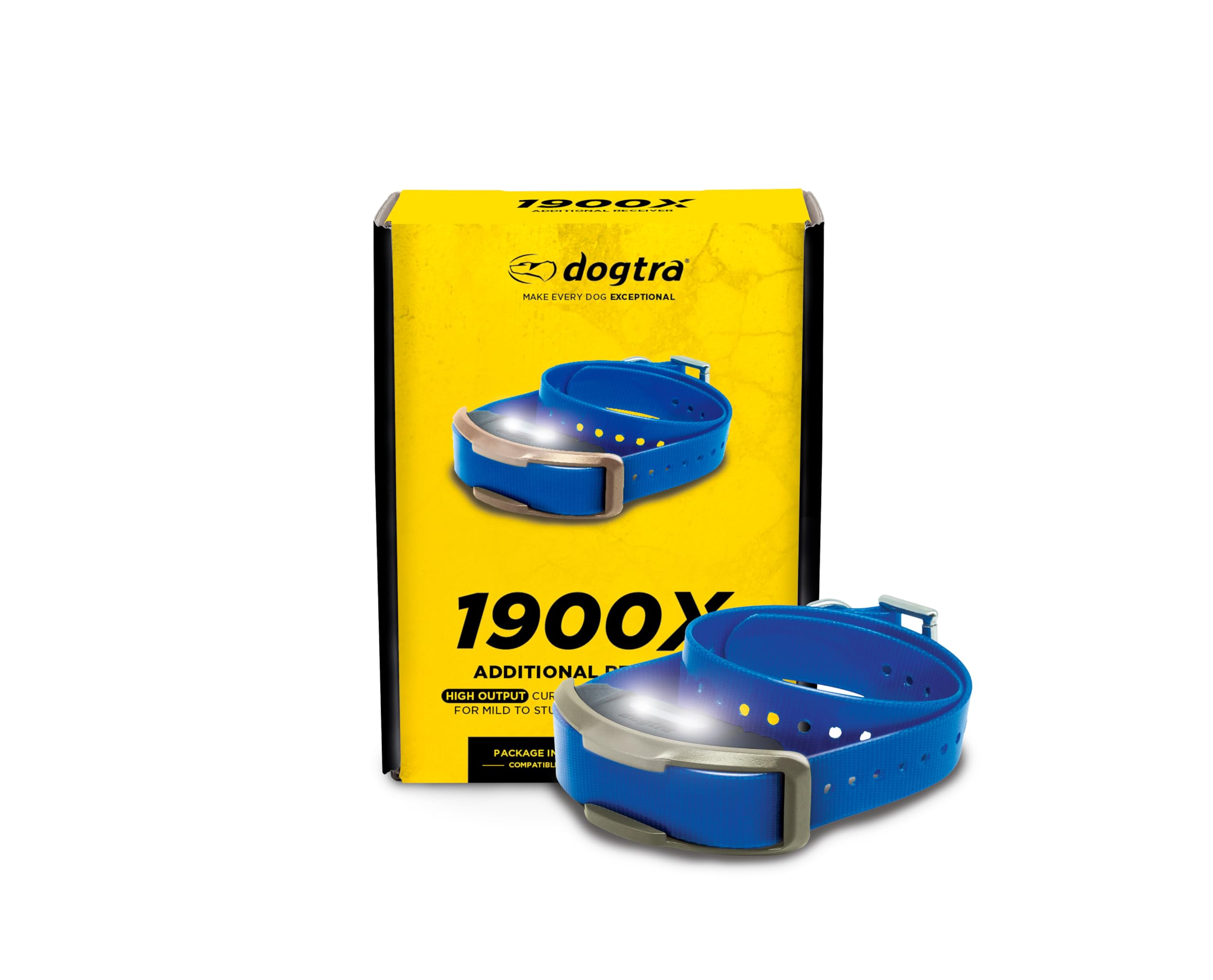 Dogtra 1900X E-Collar Additional Receiver 35 lbs+, 3/4 Mile Range, LED Light, 100 Levels of Precise Control for Stubborn Dogs, W