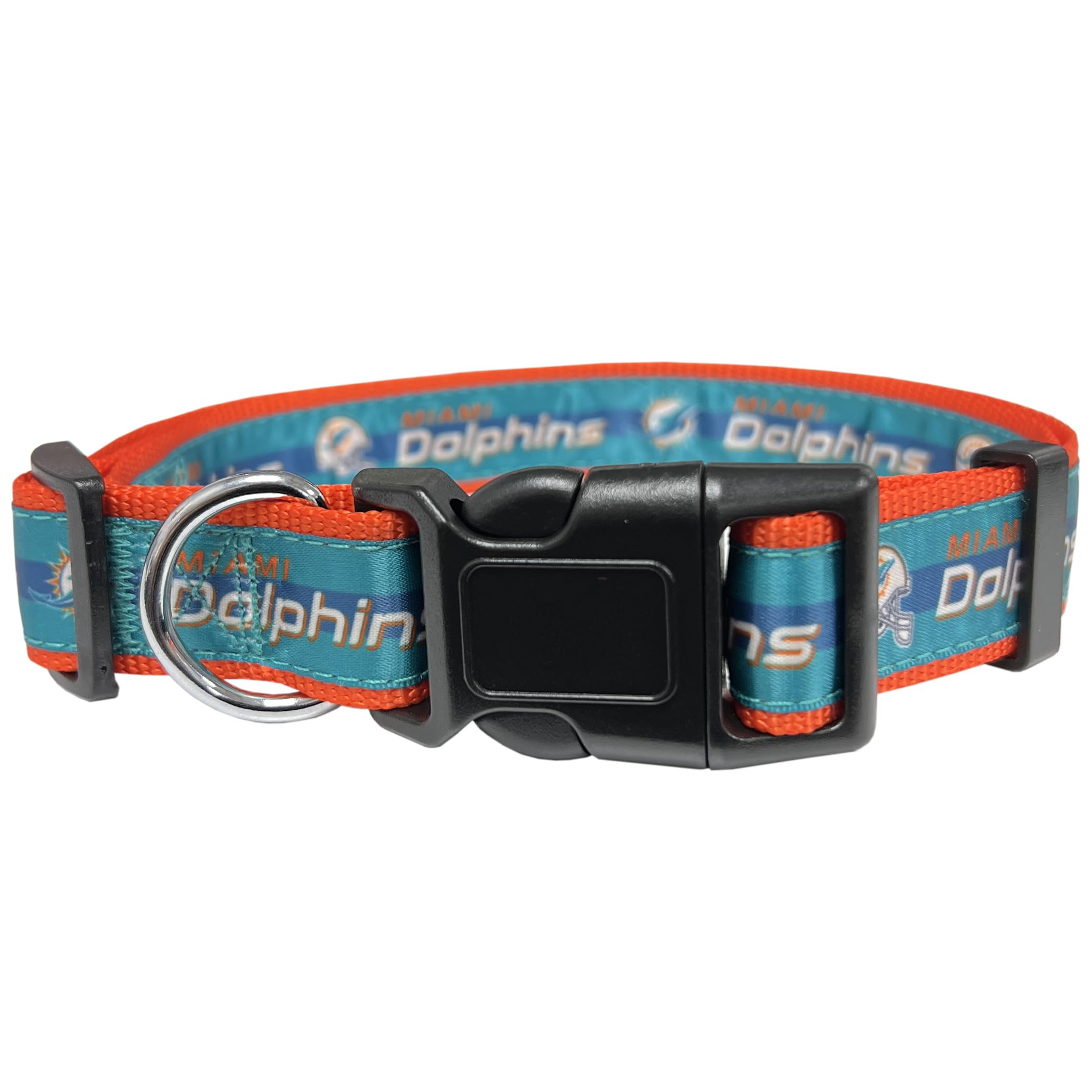Pets First NFL Miami Dolphins Licensed PET COLLAR, Small - Heavy-Duty, Strong, and Durable Dog Collar. Available in 31 Football 