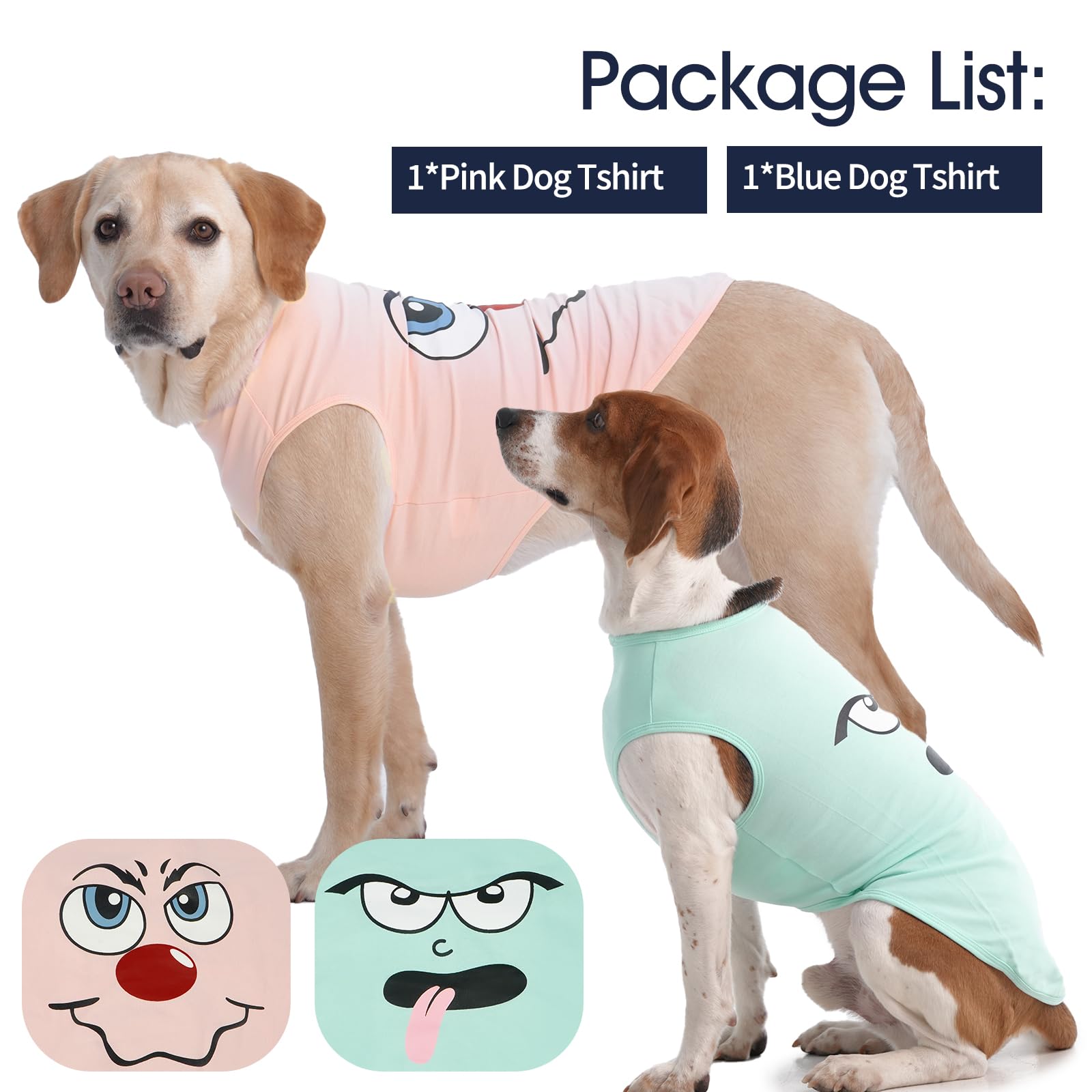 Iecoii 2 Pack Pet Tank Top Tee Sleeveless| Large |Summer Dog Clothes Apparel,Pet Funny Costume Doggy T-Shirts Clothing For Mediu