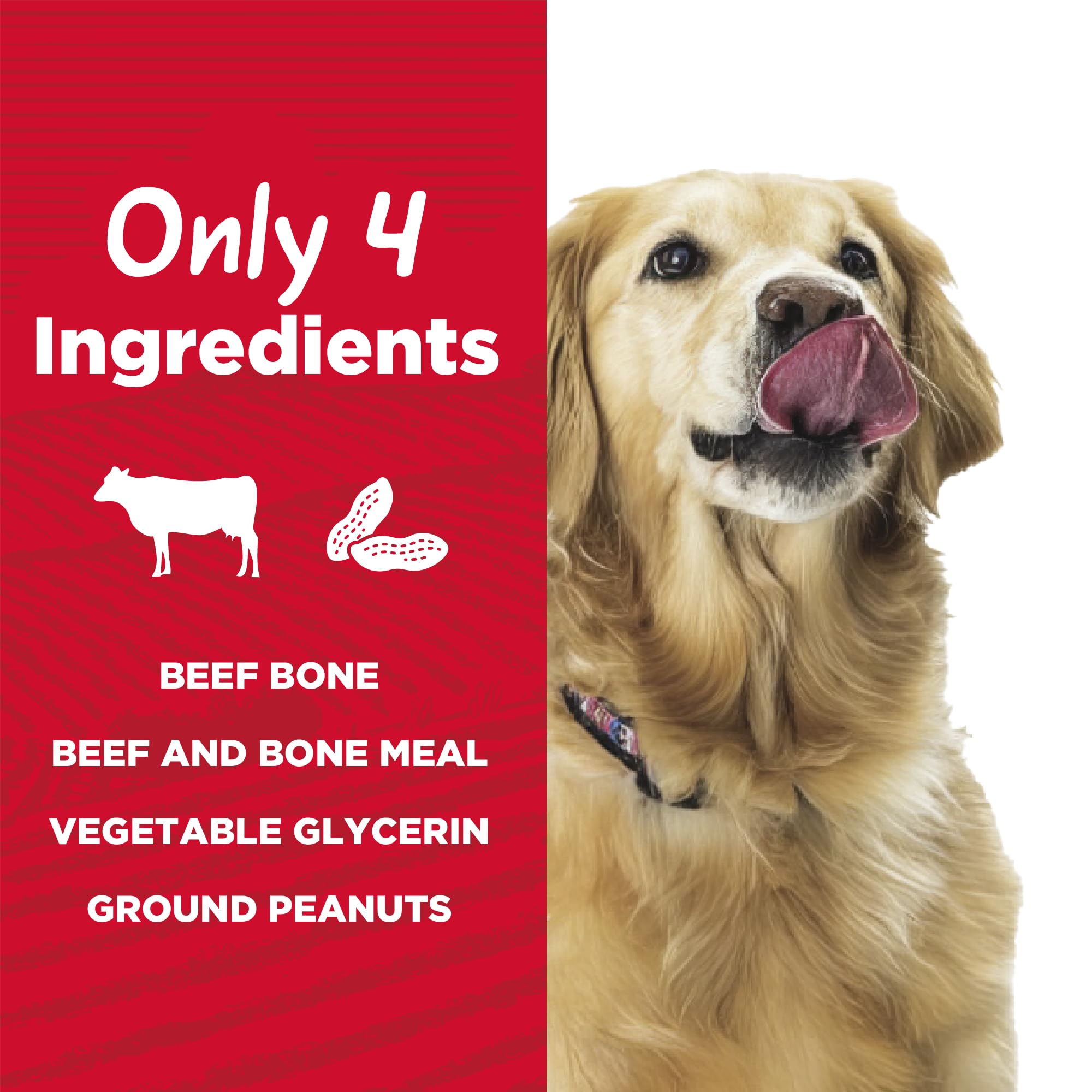 Country Kitchen Stuffed Shin Bone Peanut Butter Flavor Dog Treat, 100% Natural, Long Lasting, 1 Large Bone, 5-6 Inches