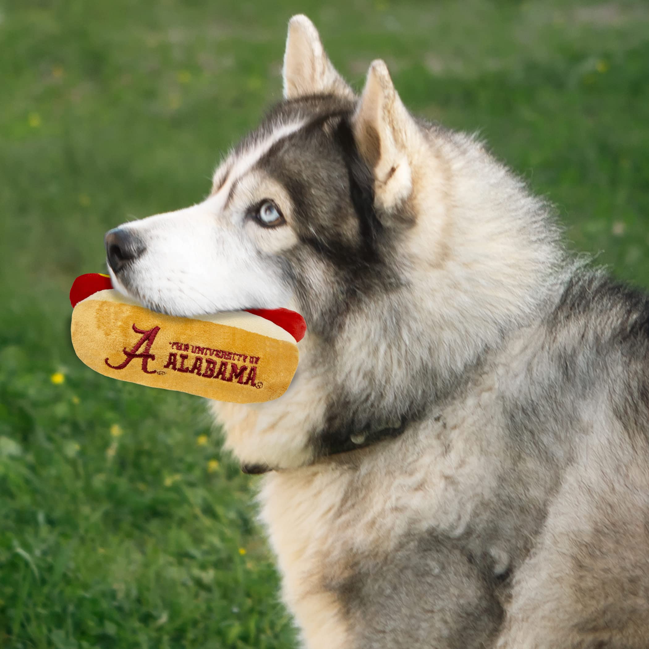 Pets First Ncaa Alabama Crimson Tide Hot Dog Plush Dog & Cat Squeak Toy- Cutest Hot-Dog Snack Plush Toy For Dogs & Cats With Inn