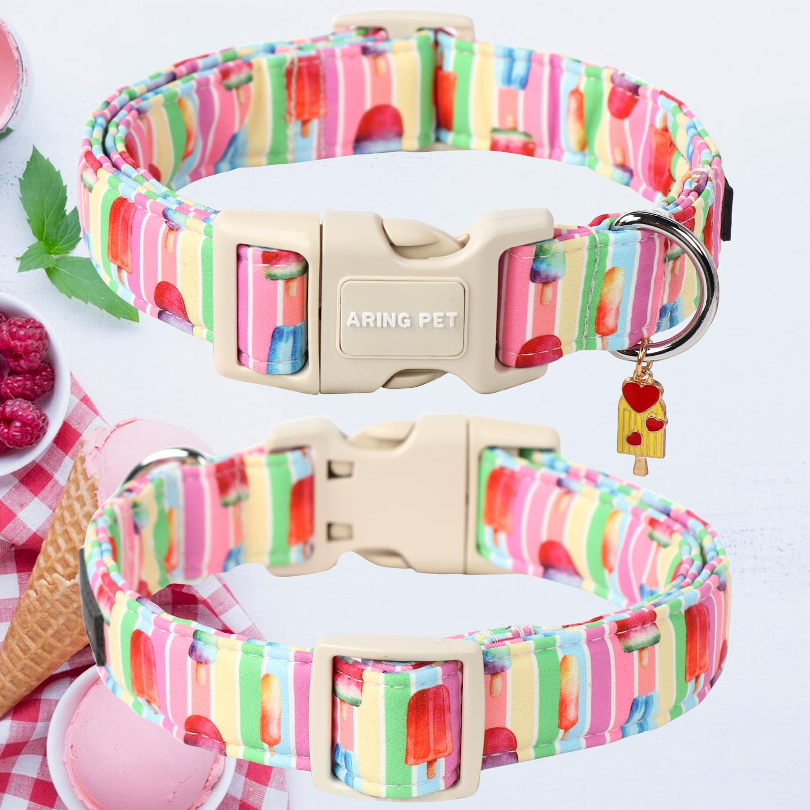Aring Pet Summer Dog Collar-Cute Popsicle Dog Collar For Small Dogs, Adjustable Multicolor Ice Cream Pet Collars Puppy Collar Fo