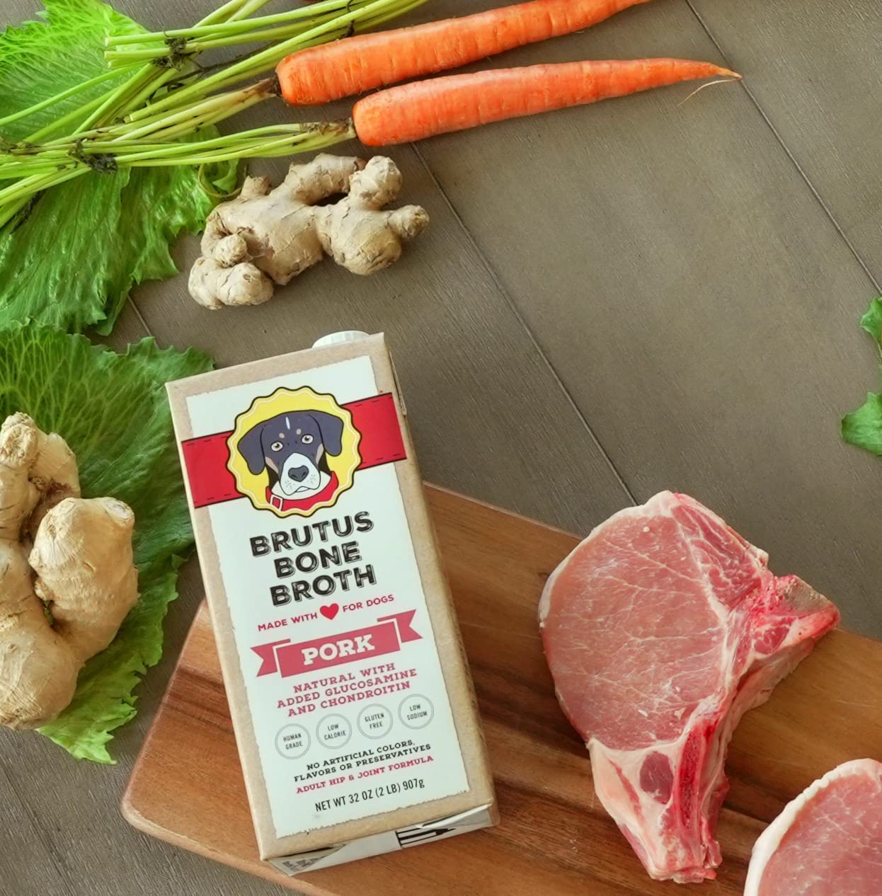 Brutus Bone Broth for Dogs | All Natural | Made in USA | Glucosamine & Chondroitin for Healthy Joints | Human Grade Ingredients