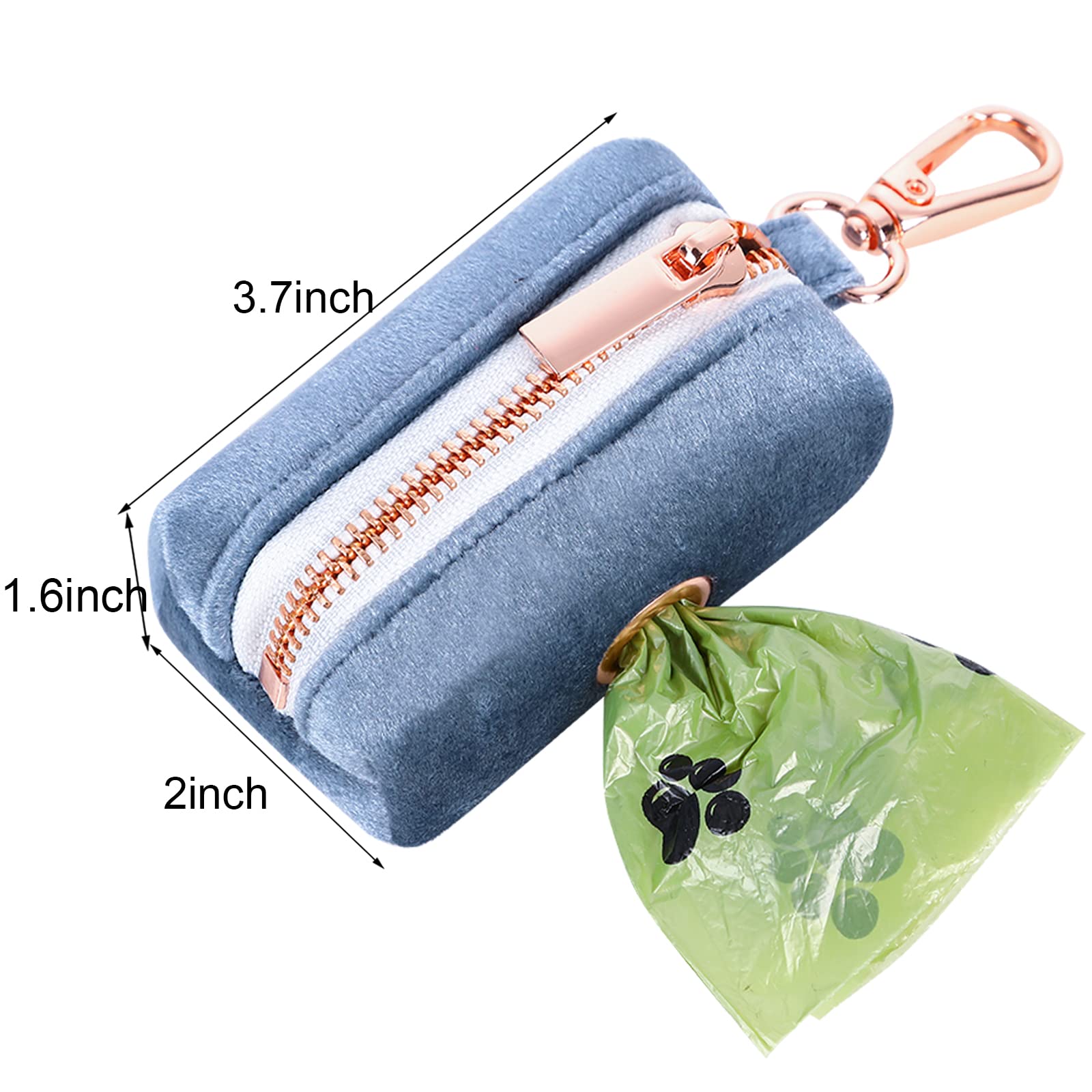 Aring Pet Velvet Dog Waste Bag Dispenser, Cute Blue Doggy Poop Bags Holders Attach To Any Leashes, Portable Washable Pet Waste P