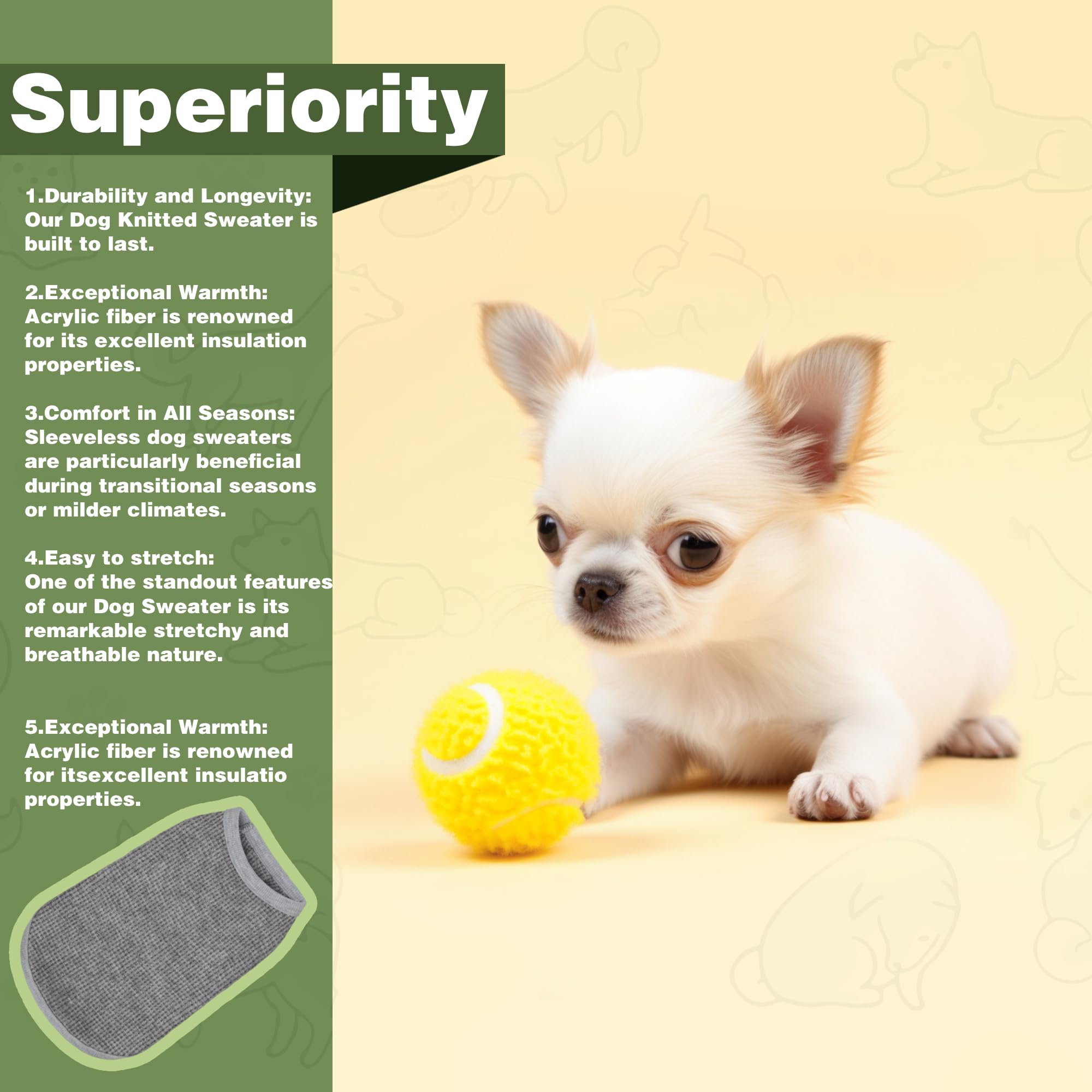 Cozy And Functional Dog Shirts For Small Puppies: Stretchable Beige Attire With Easy-On Design, Ideal For Chihuahuas And Yorkies